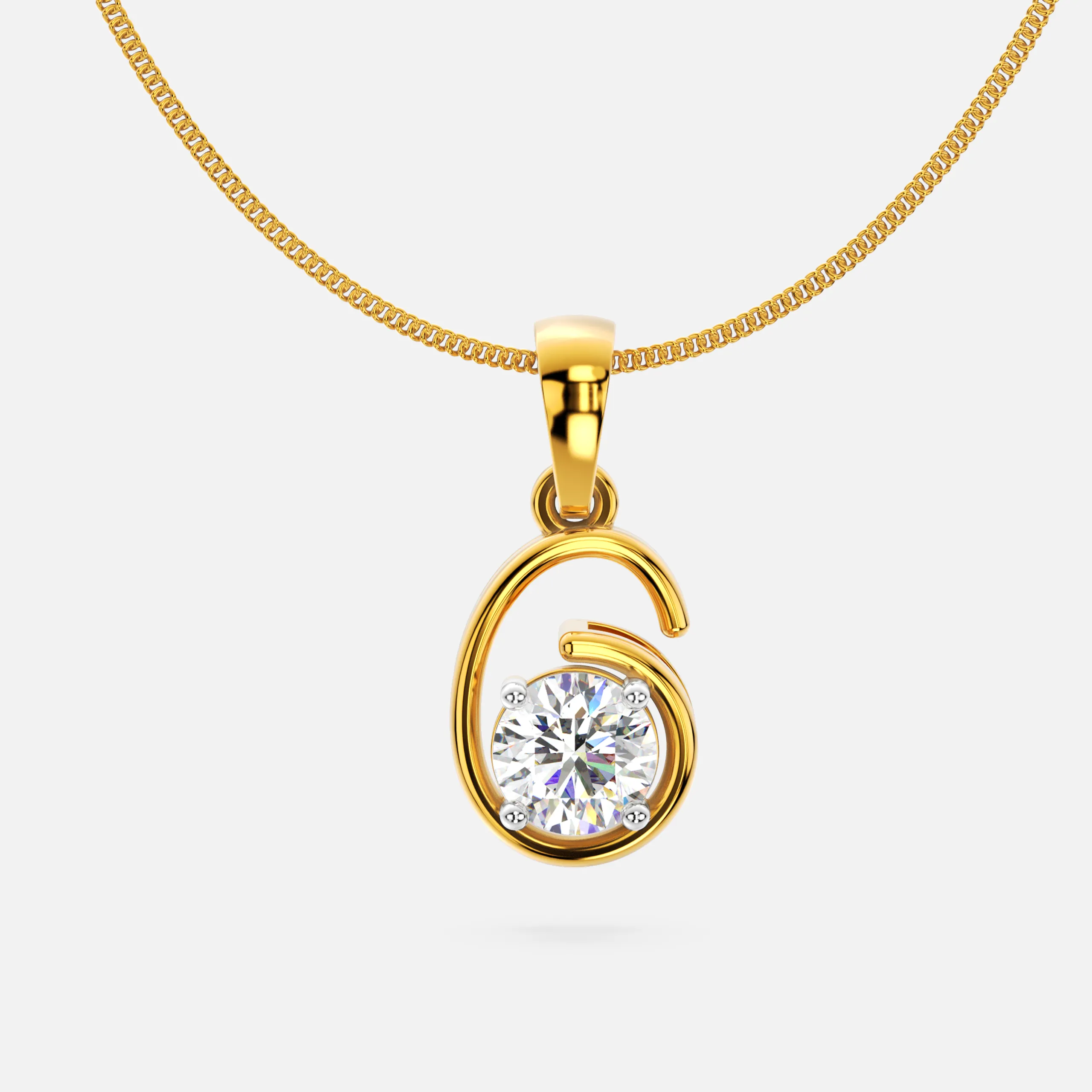 Graceful Spiral Diamond Pendant