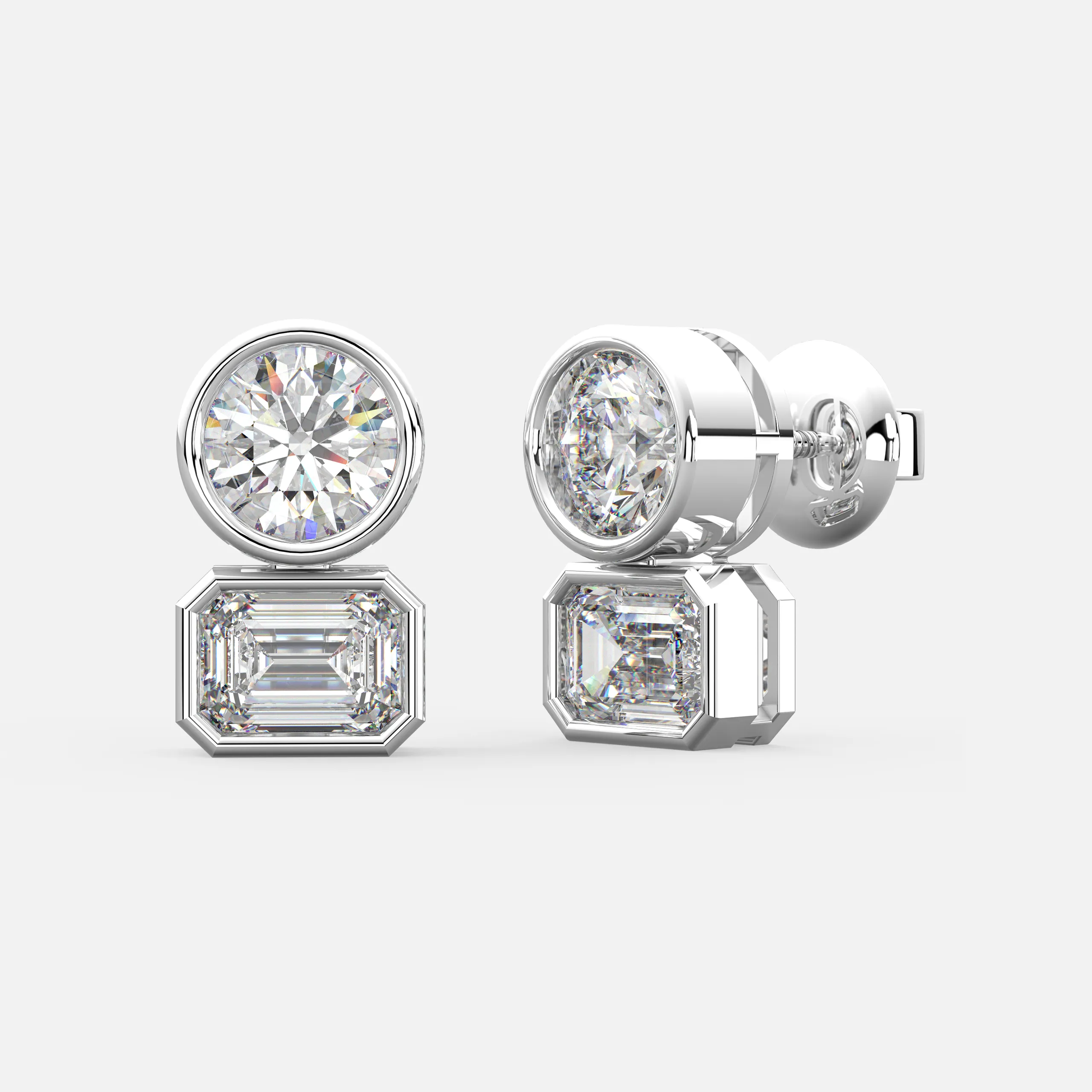 Two-Stone Bezel Set Diamond Earrings