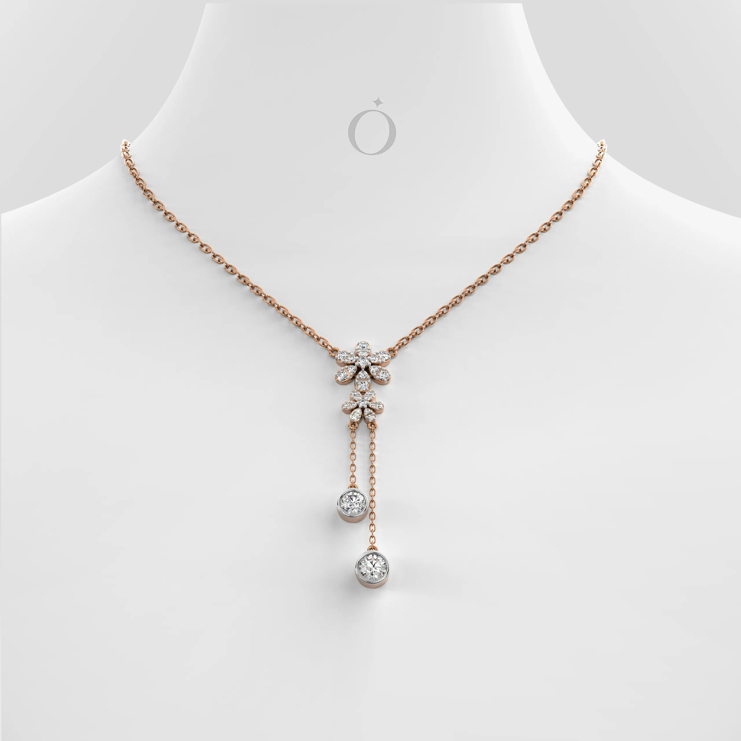 Floral Drop Diamond Necklace