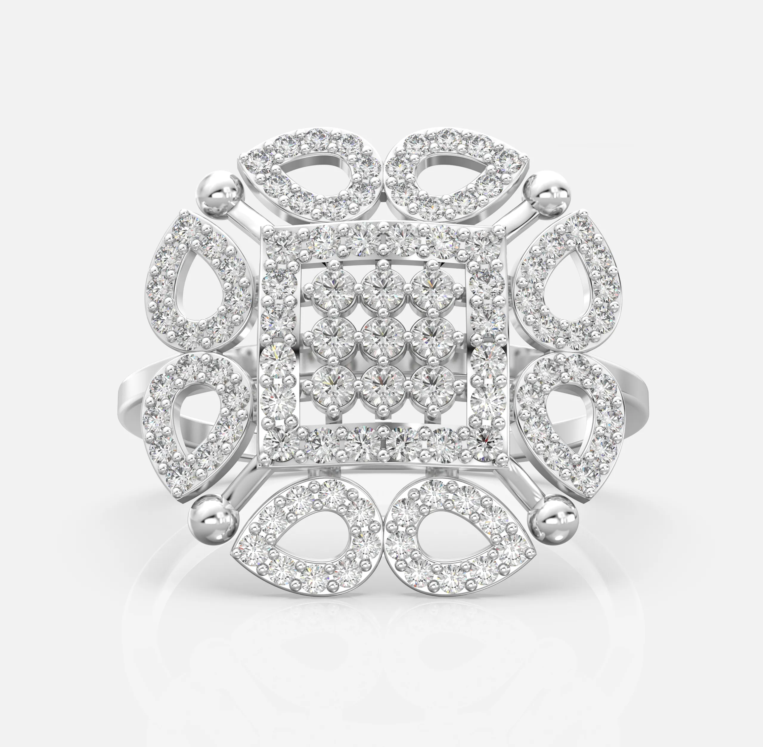 Majestic Floral Square Ring