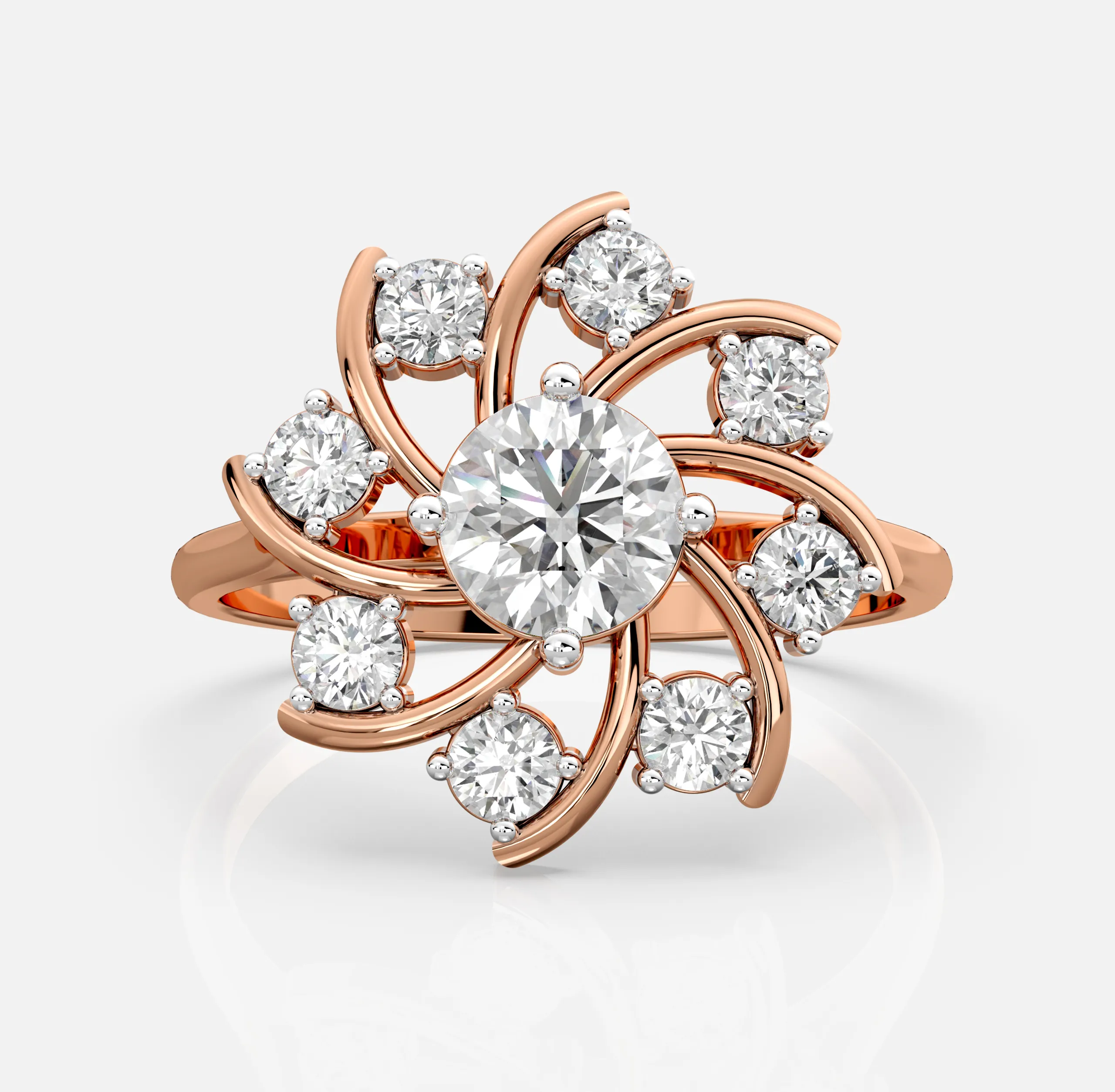 Petal Swirl Diamond Ring