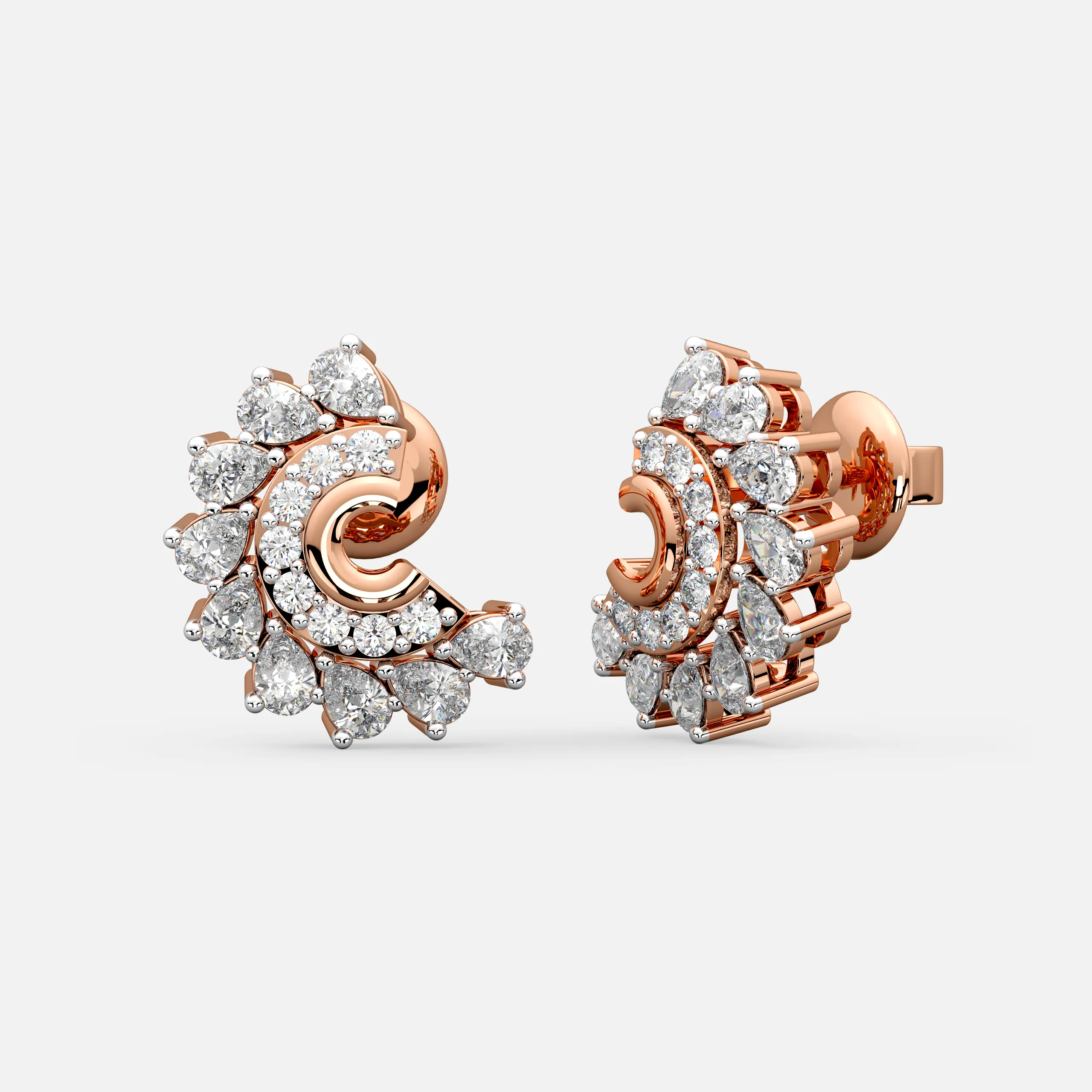 Crescent Diamond Cluster Earrings