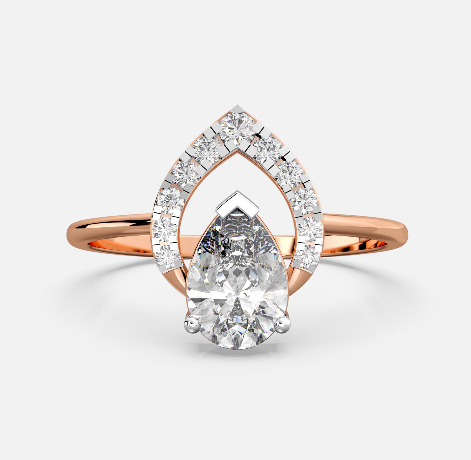 Radiant Crown Pear Diamond Ring