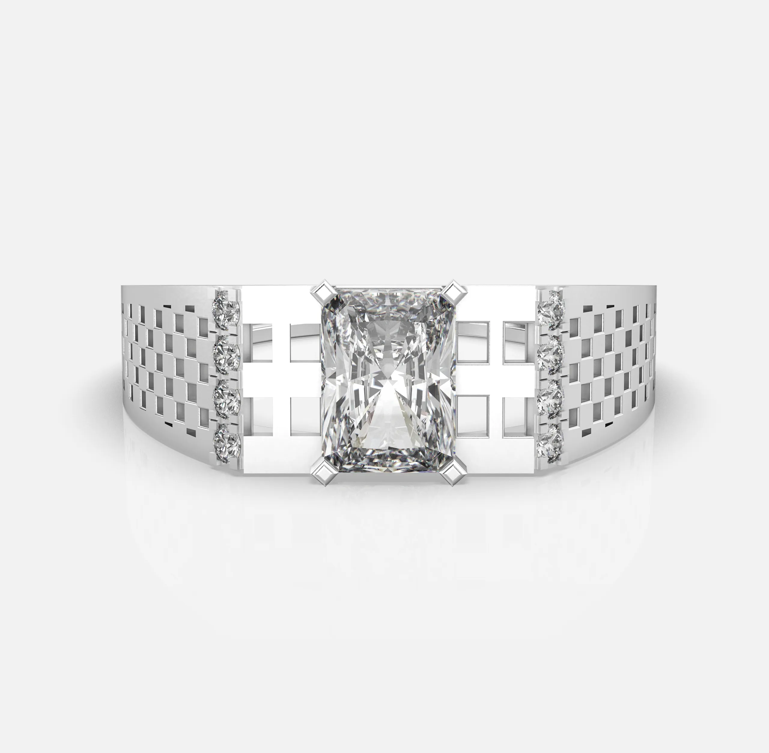 Grid Crown Diamond Ring