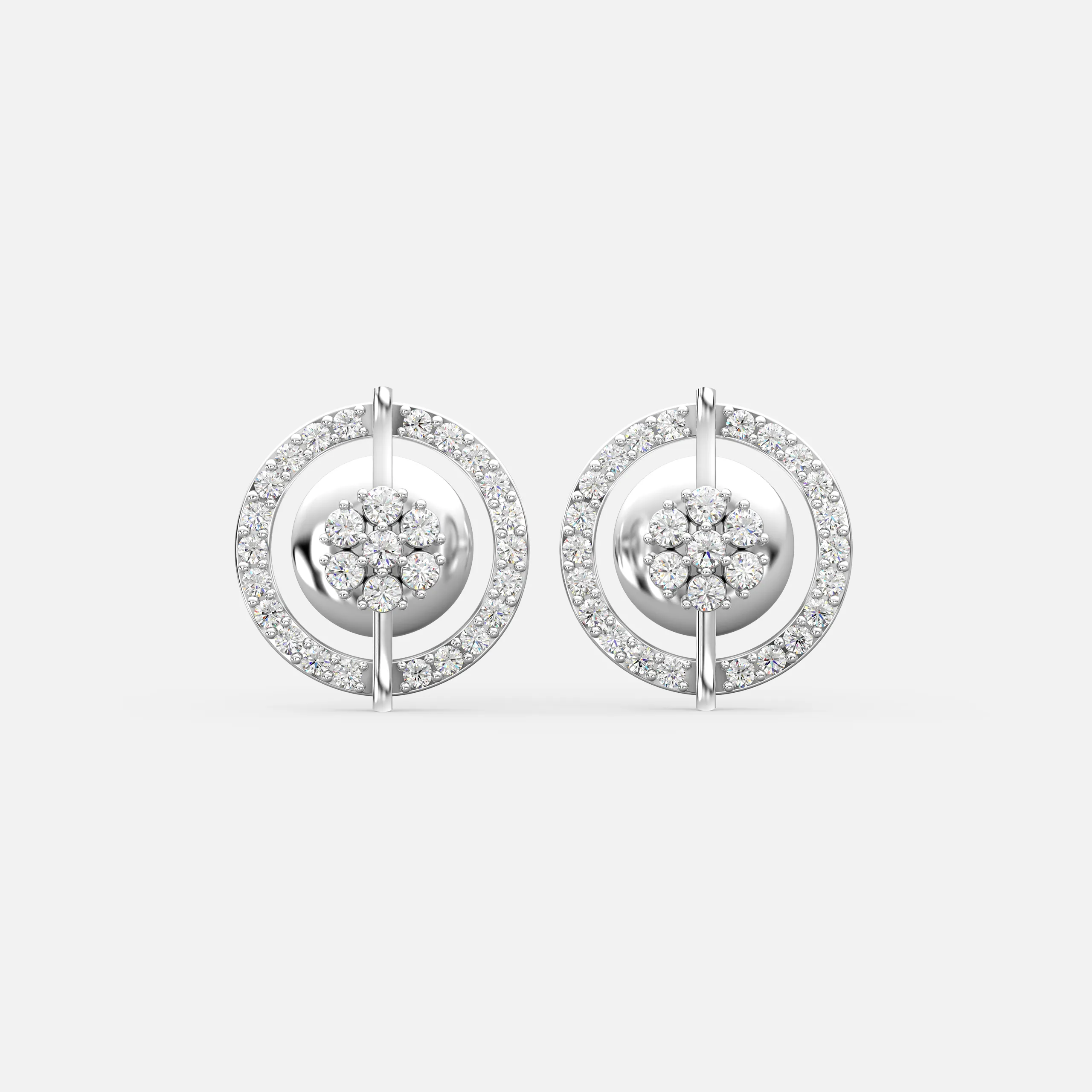 Floral Circle Diamond Earrings