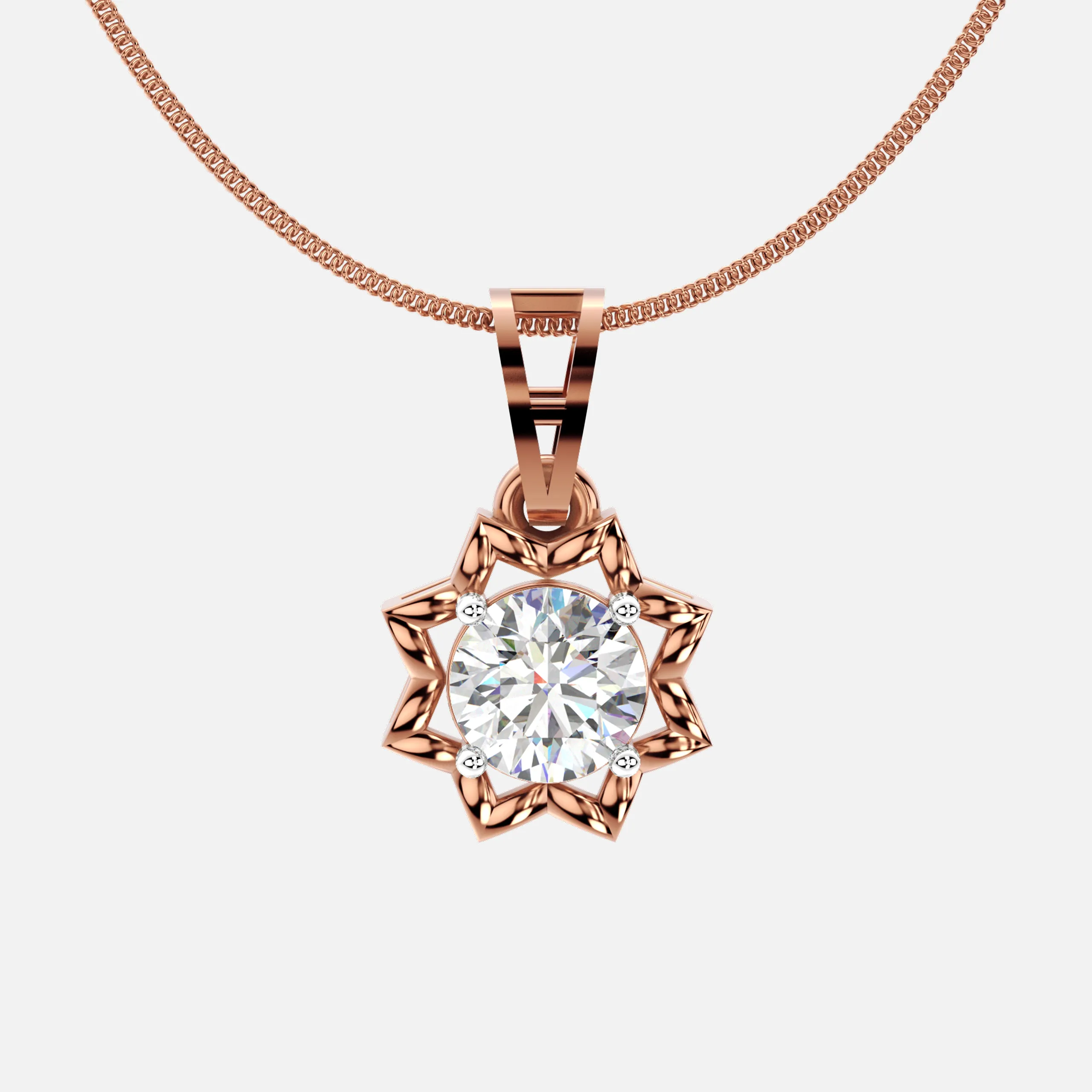 Sparkle Floral Solitaire Diamond Pendant
