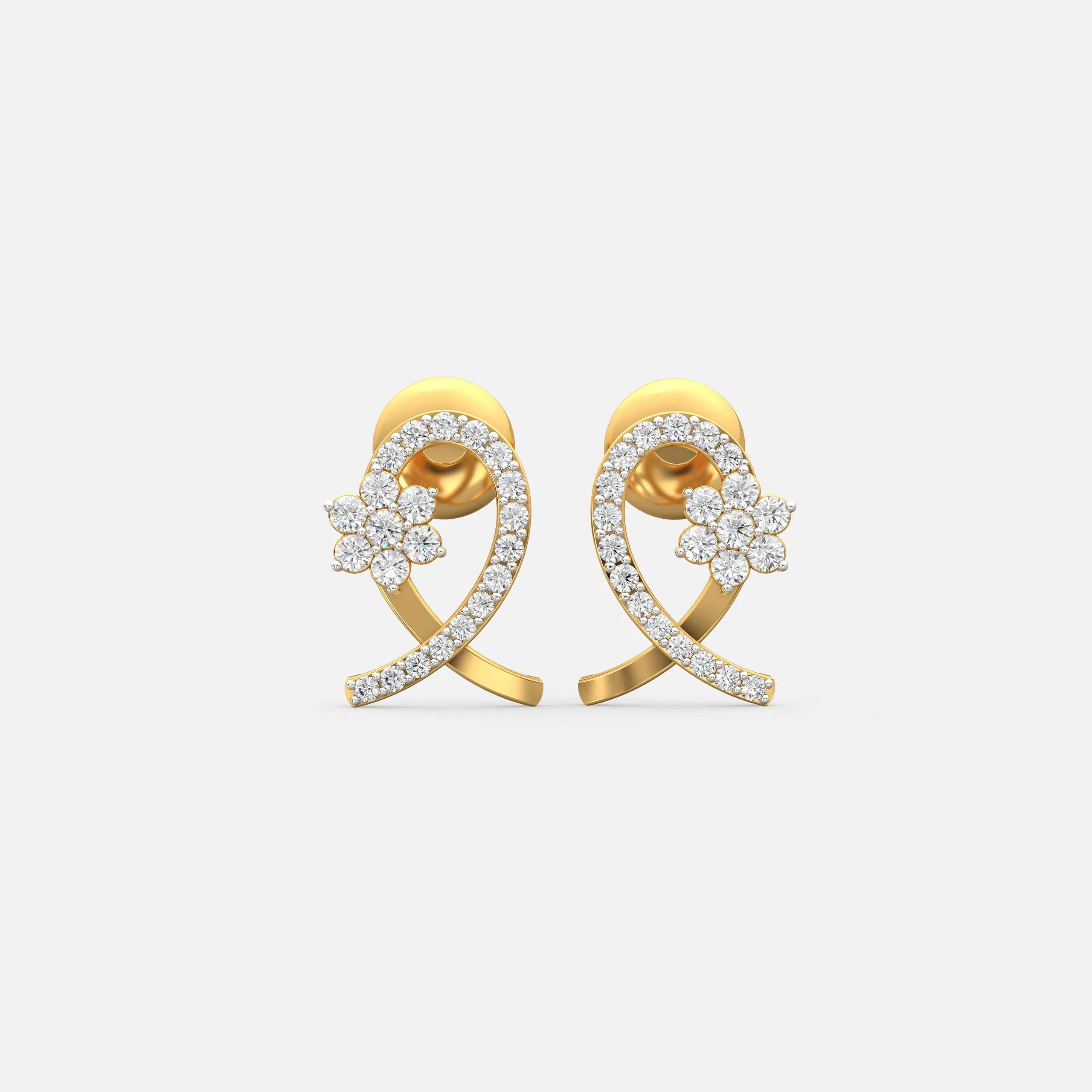 Diamond Ribbon Bloom Earrings