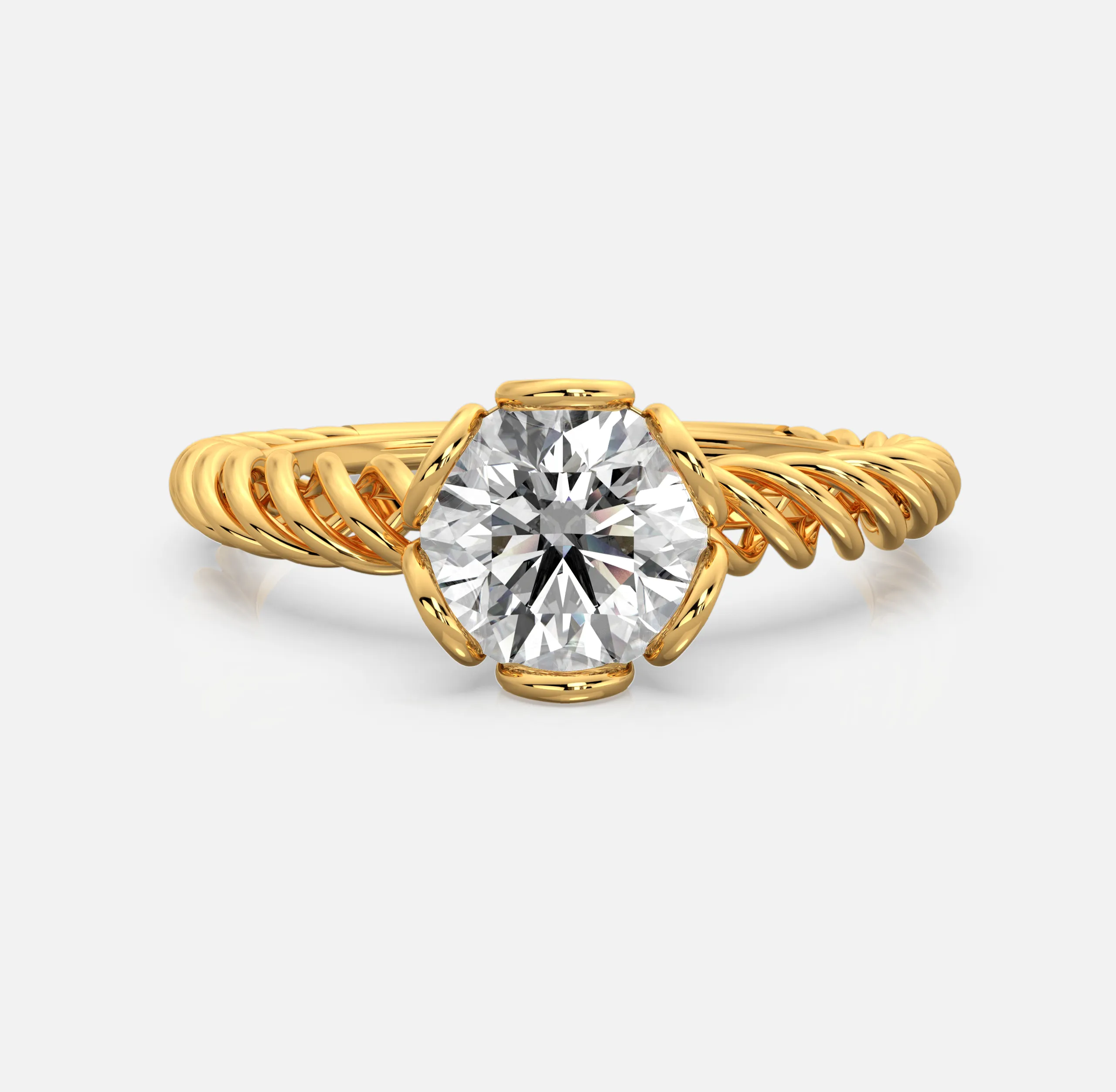 Twist Rope Solitaire Diamond Ring