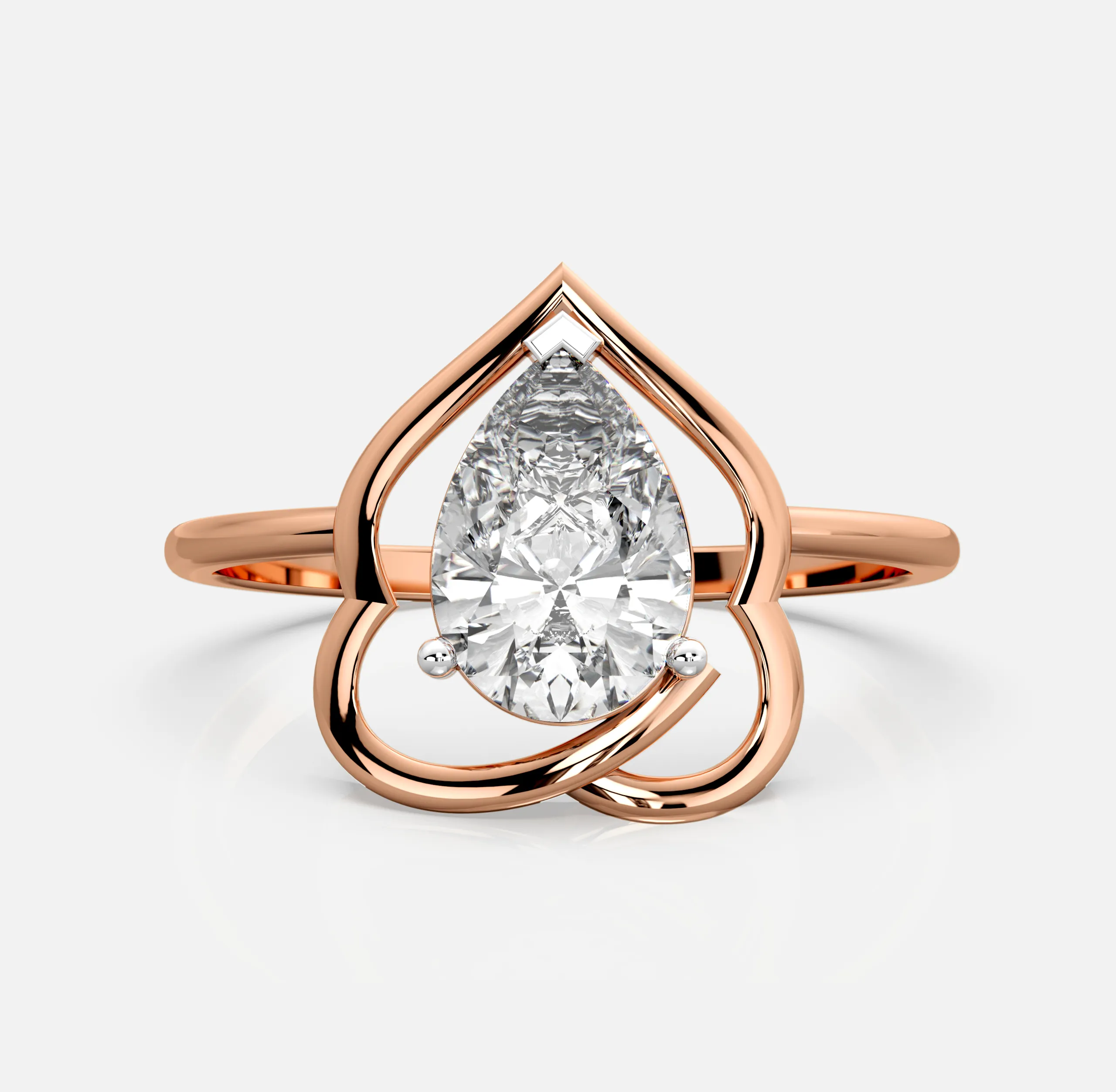Pear Diamond Heart Frame Ring
