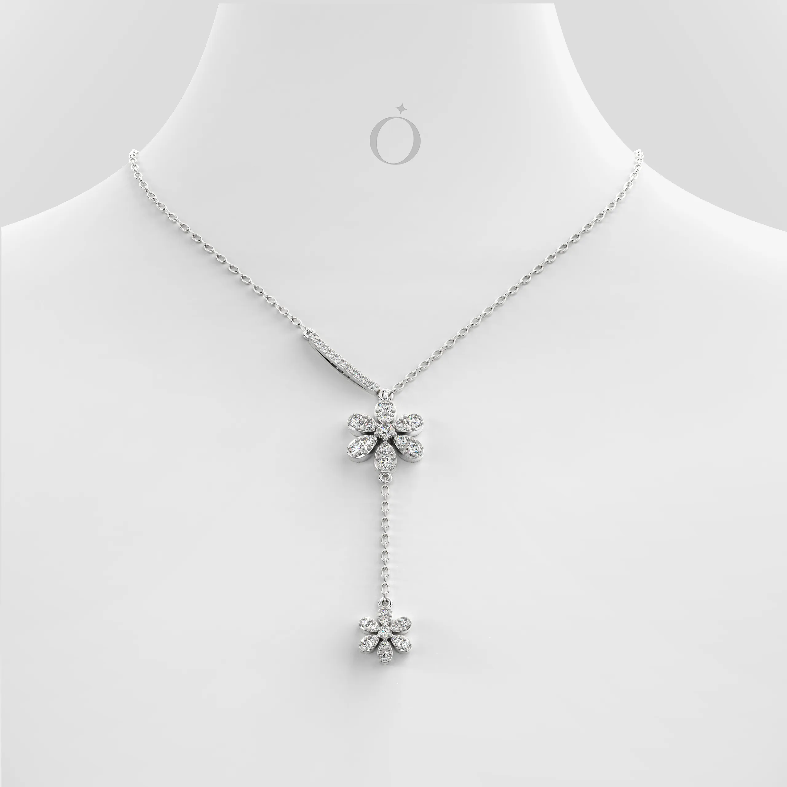 Twin Blossom Diamond Necklace
