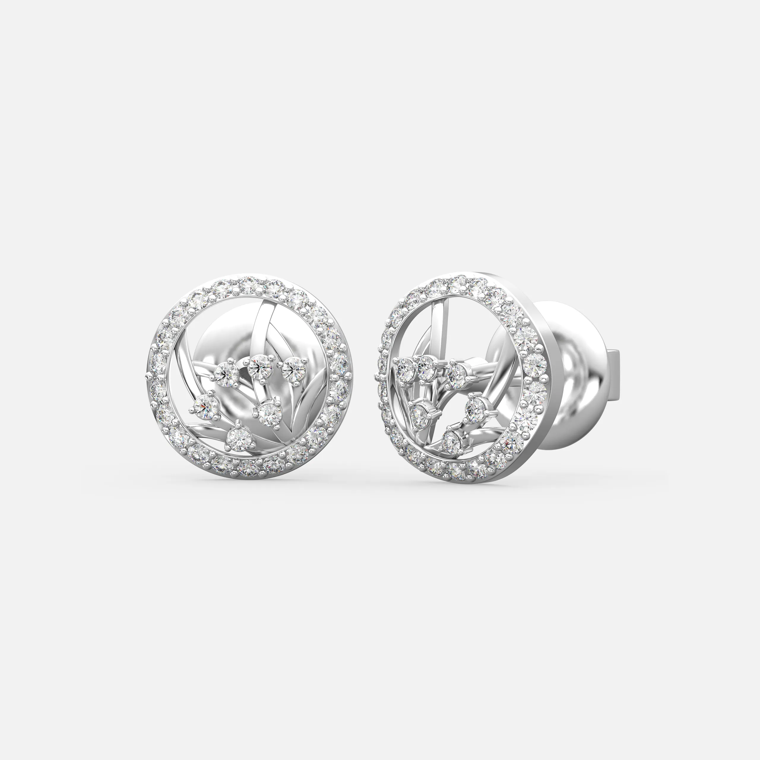 Diamond Halo Vine Studs