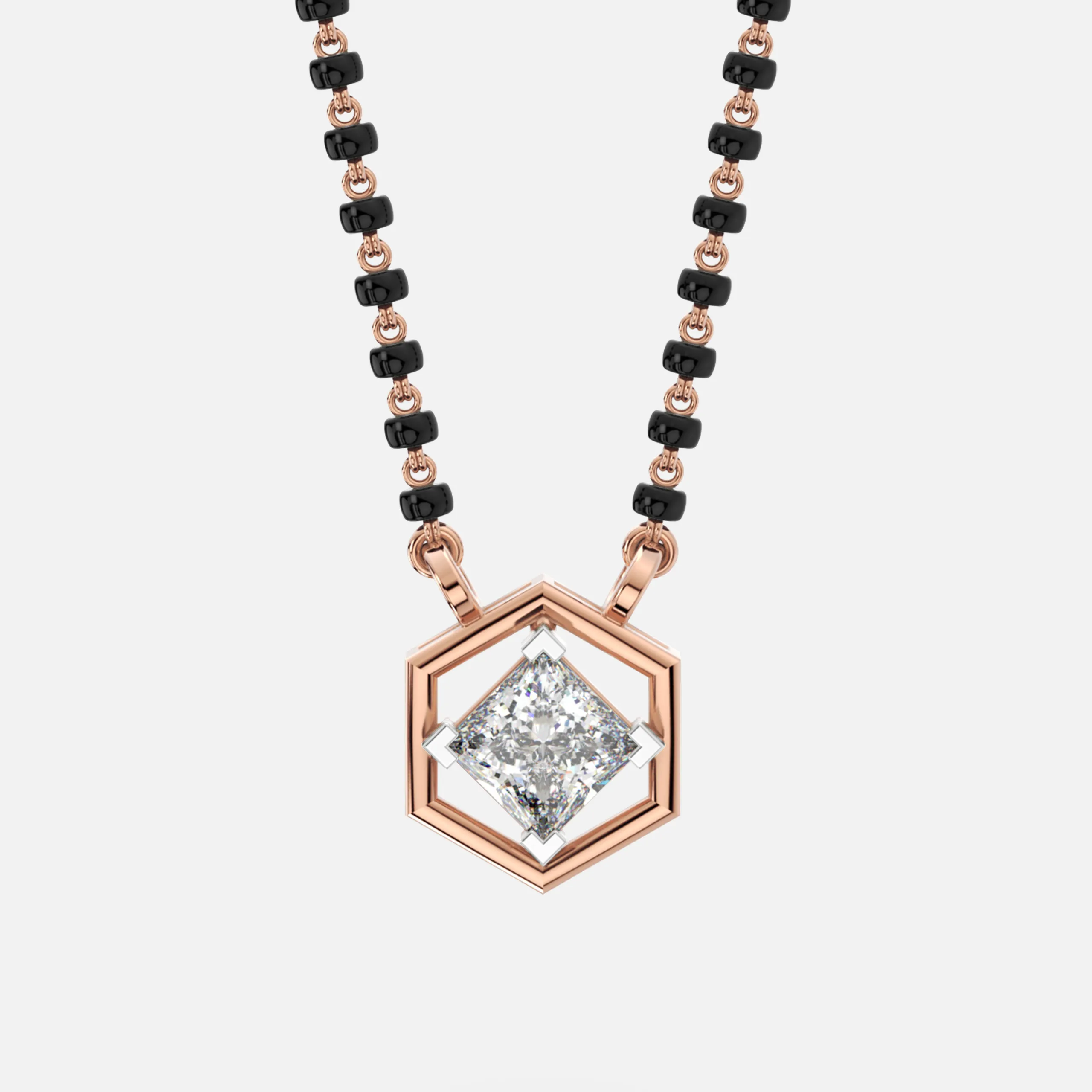Hexagonal Princess Diamond Mangalsutra