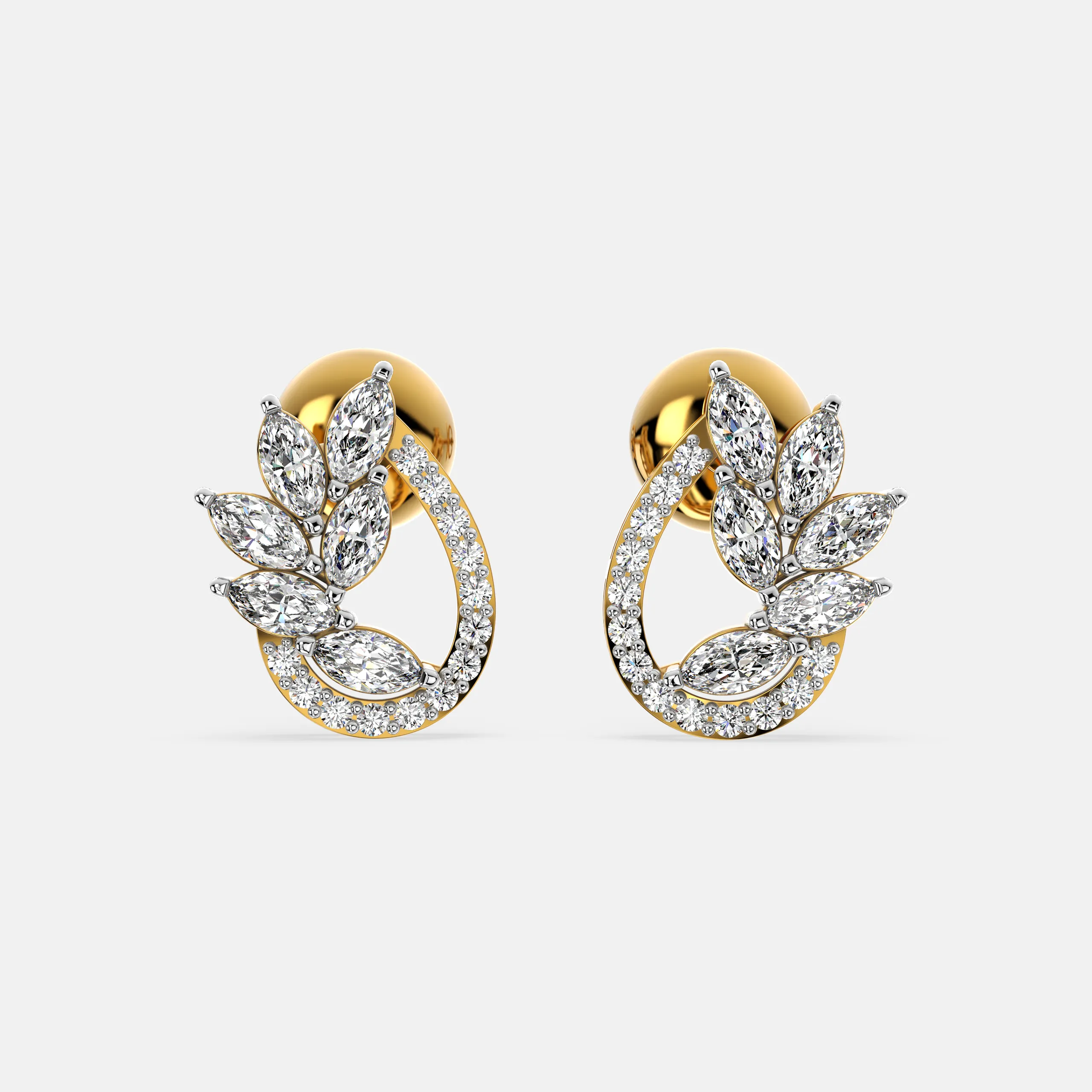 Leaf Crest Diamond Earrings