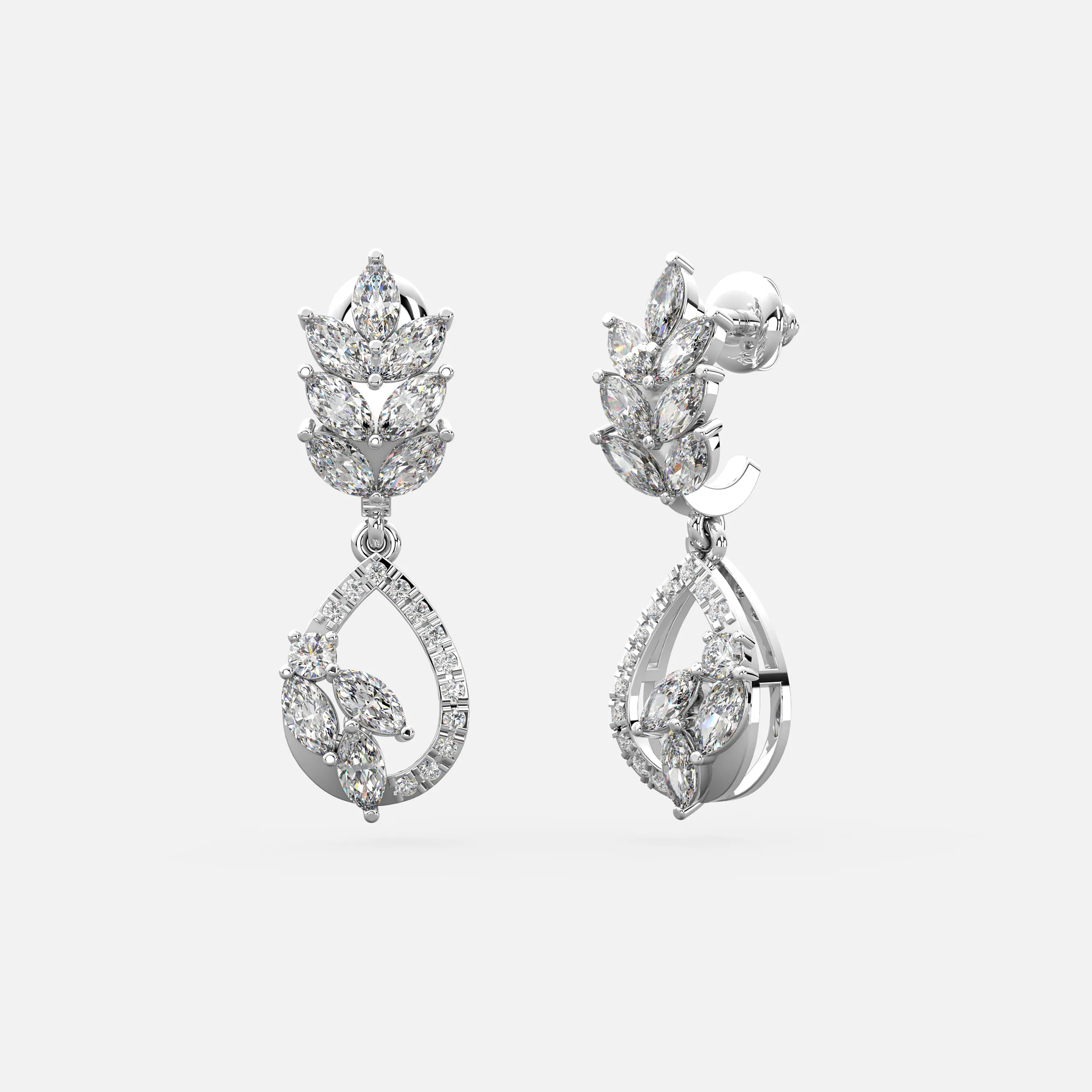 Leaf Drop Diamond Earrings