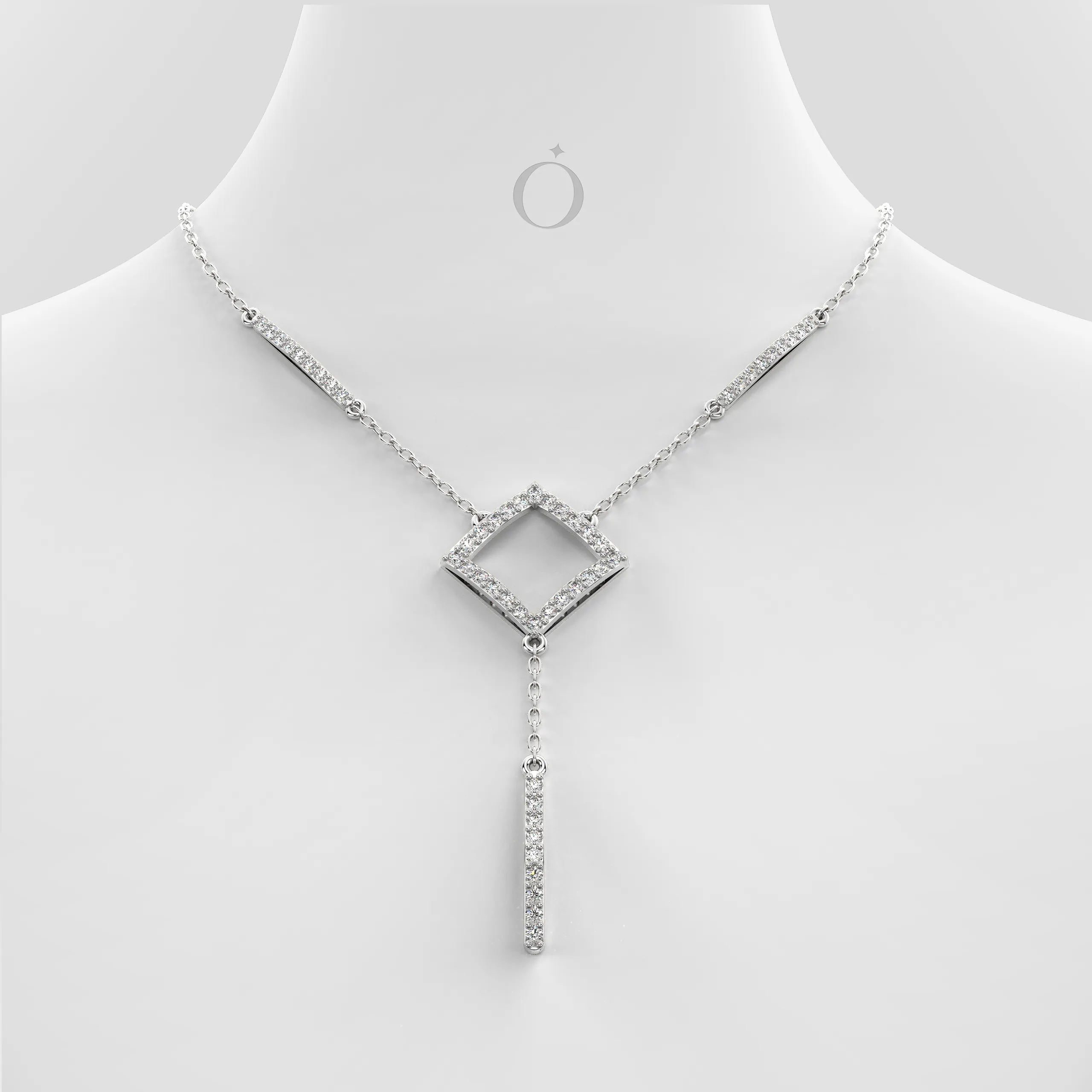 Geometric Diamond Drop Necklace