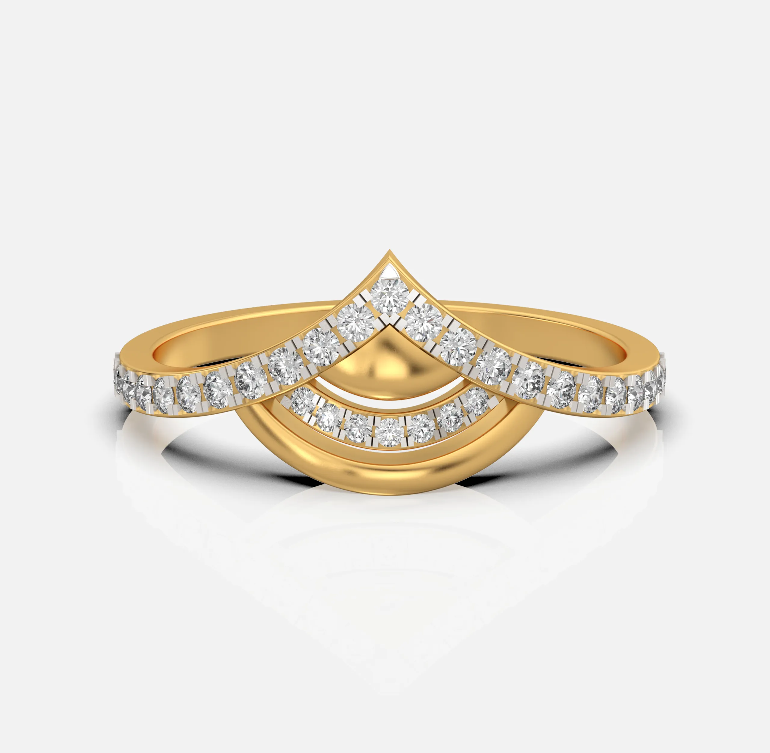 Crescent Crown Diamond Ring
