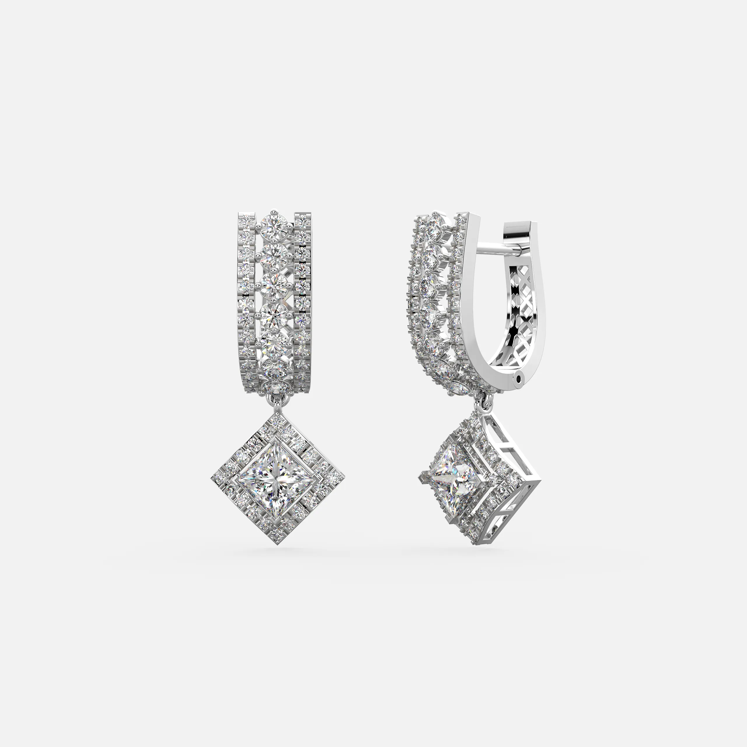 Diamond Square Drop Earrings