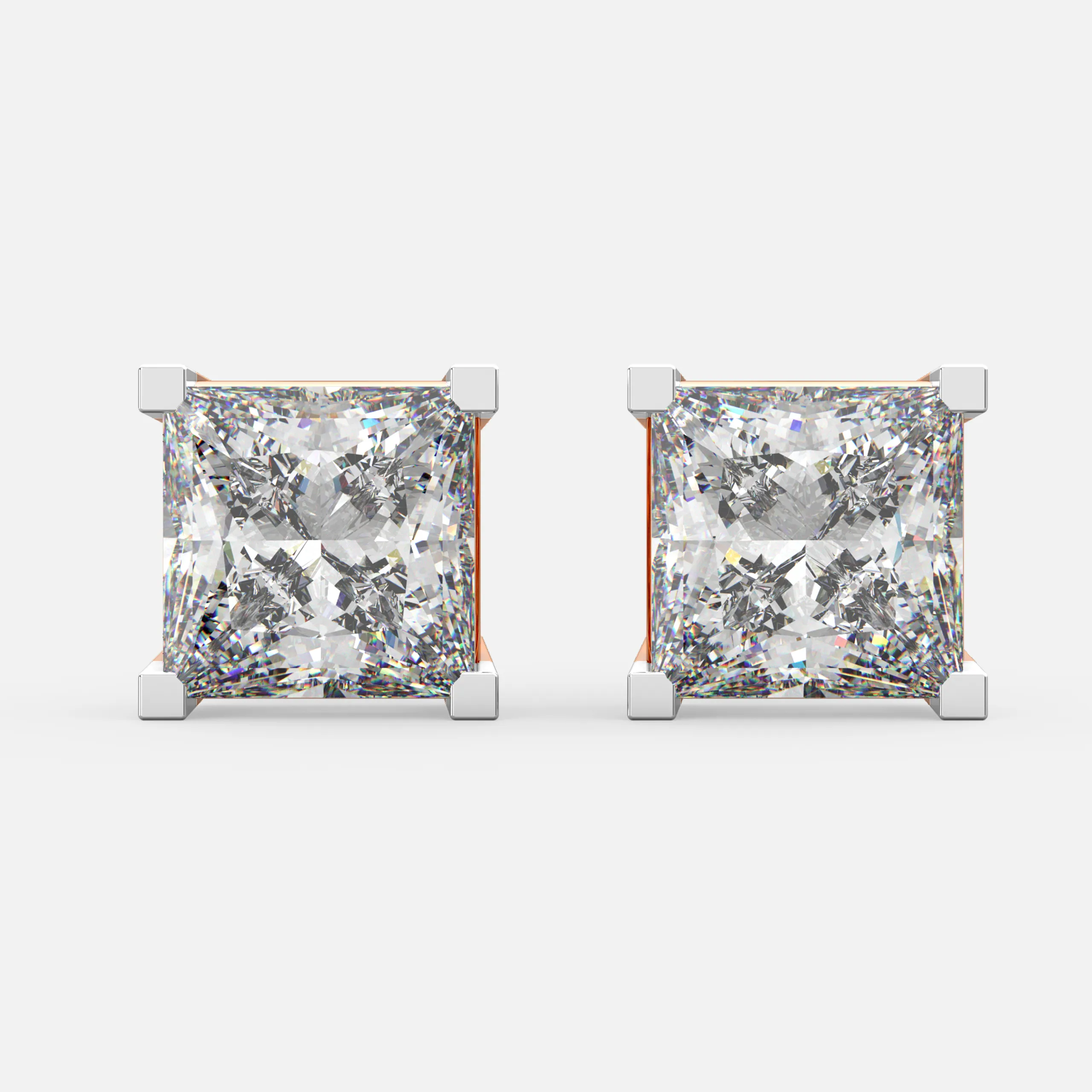 Princess-Cut Diamond Stud Earrings