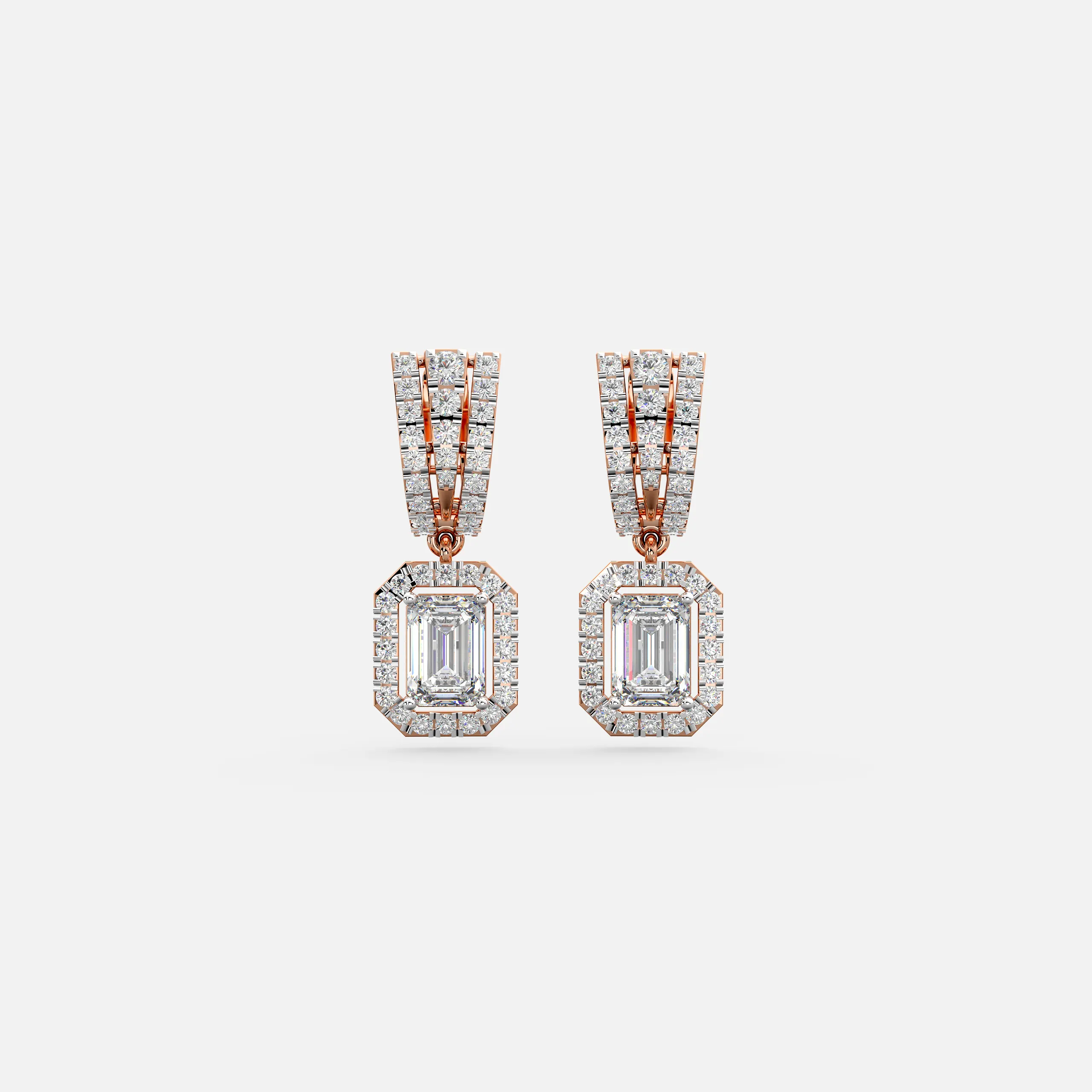 Art Deco Multi-Row Halo Dangles