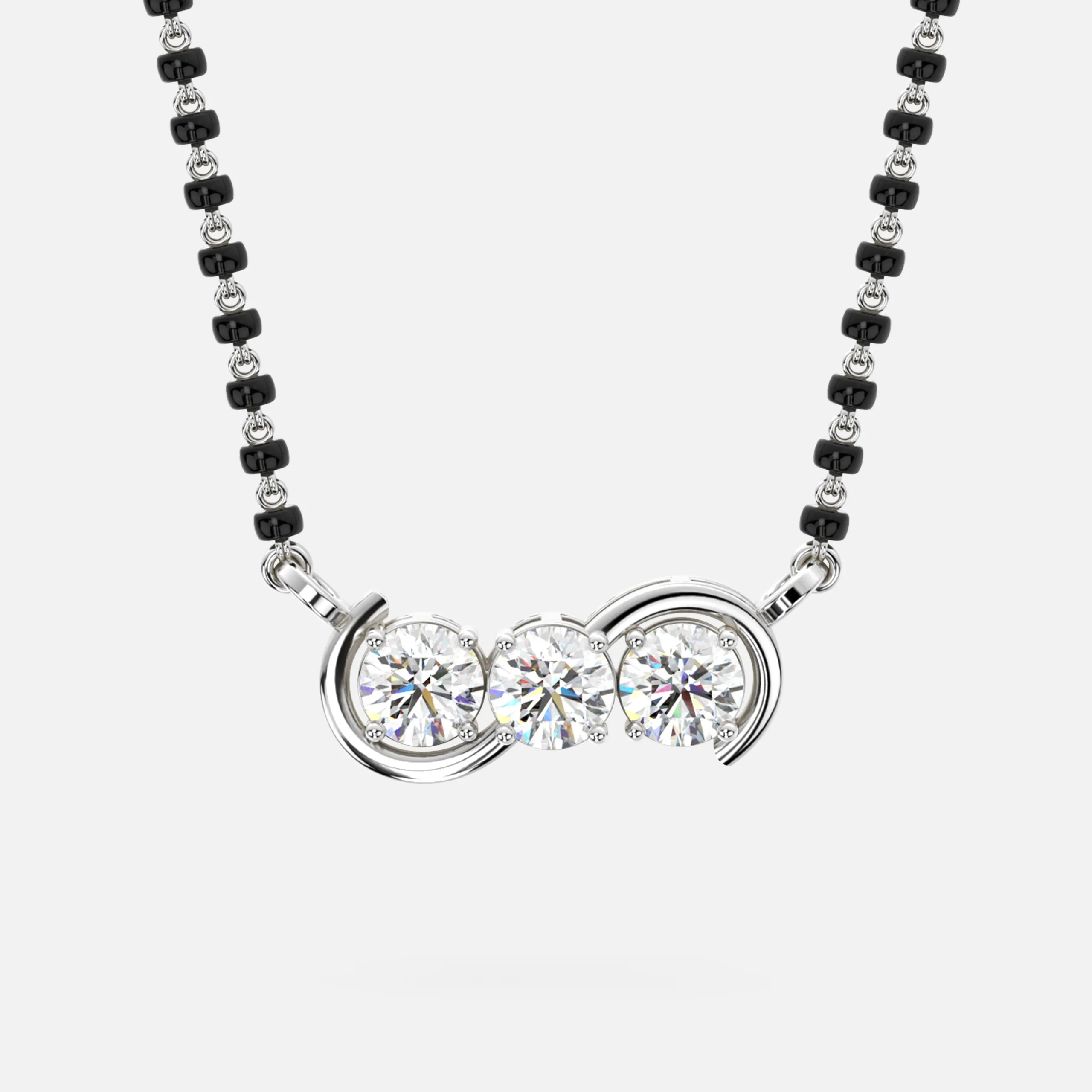 Trio Glimmer Swirl Diamond Mangalsutra