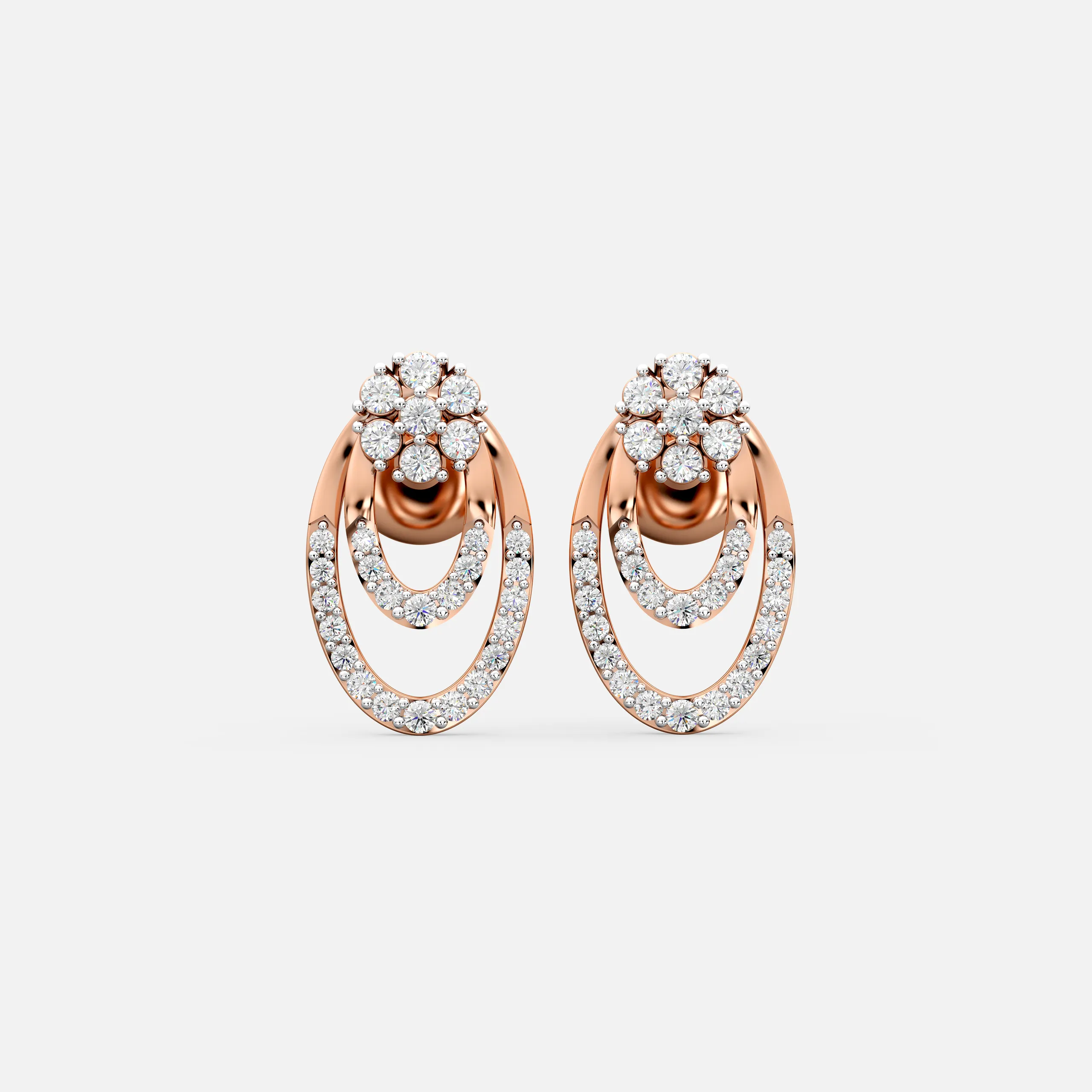 Floral Nested Oval Earrings
