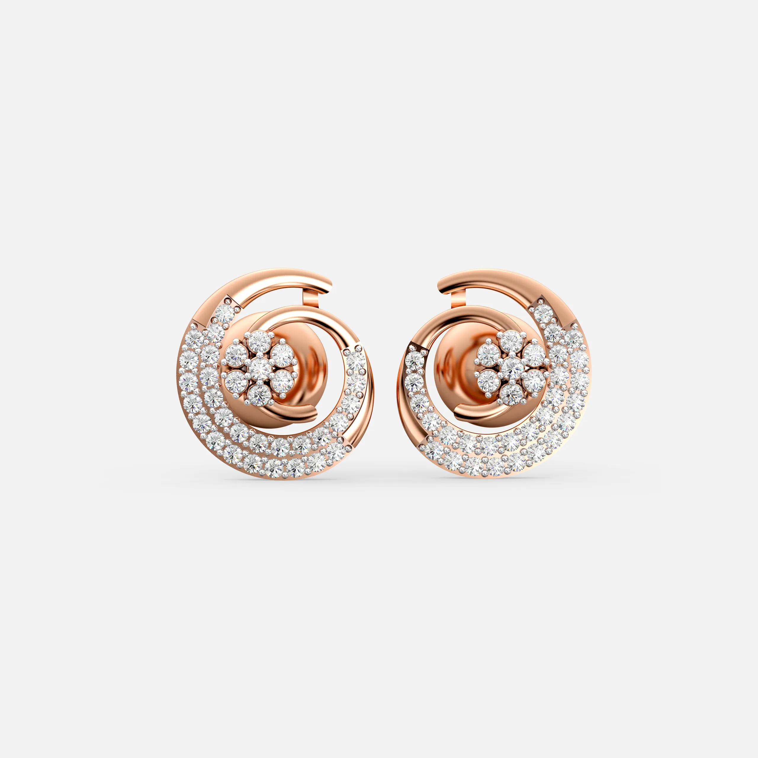 Diamond Spiral Bloom Earrings