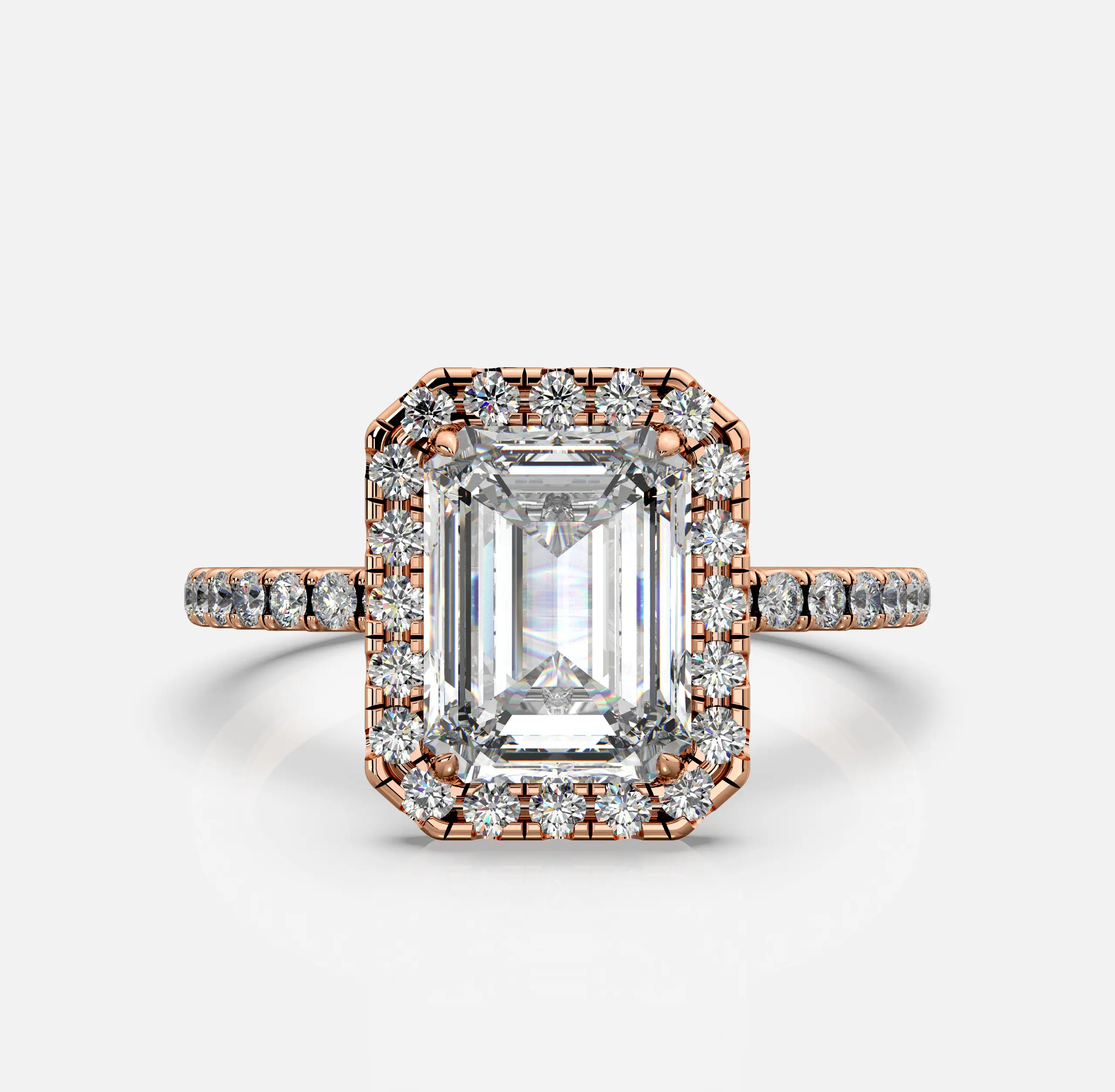 Emerald Radiance Halo Diamond Ring