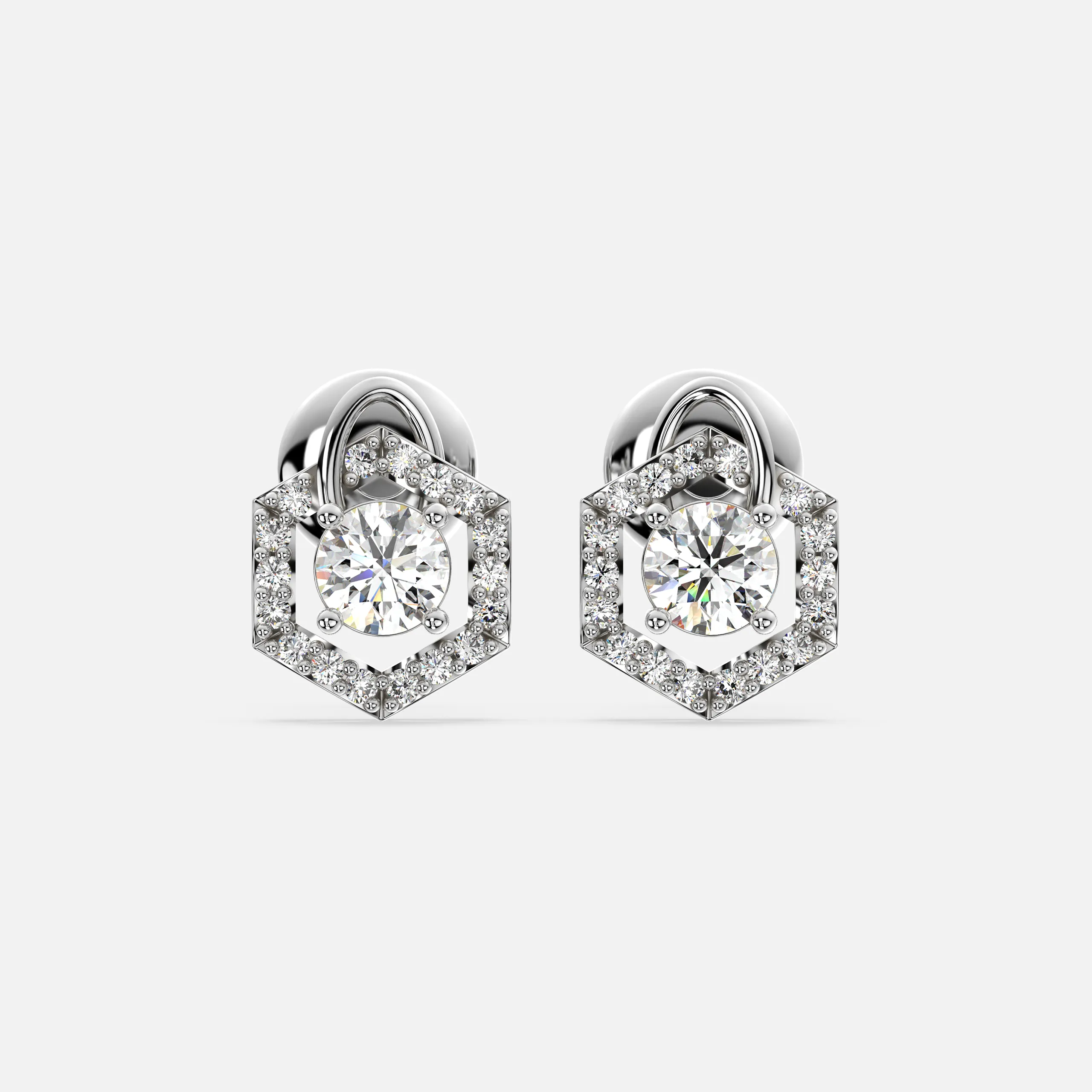 Hexara Halo Diamond Earrings