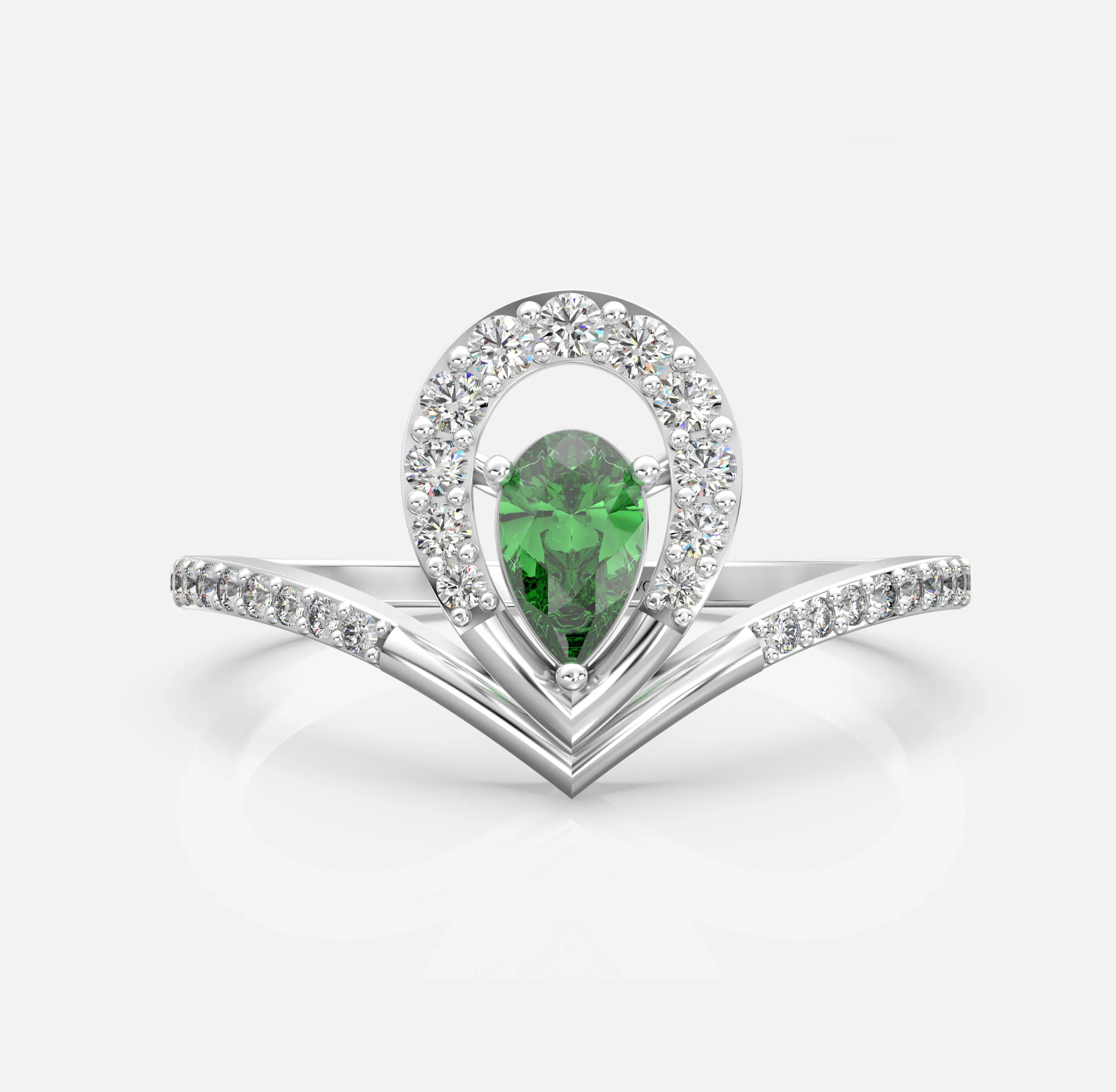Aurora Teardrop Halo Ring