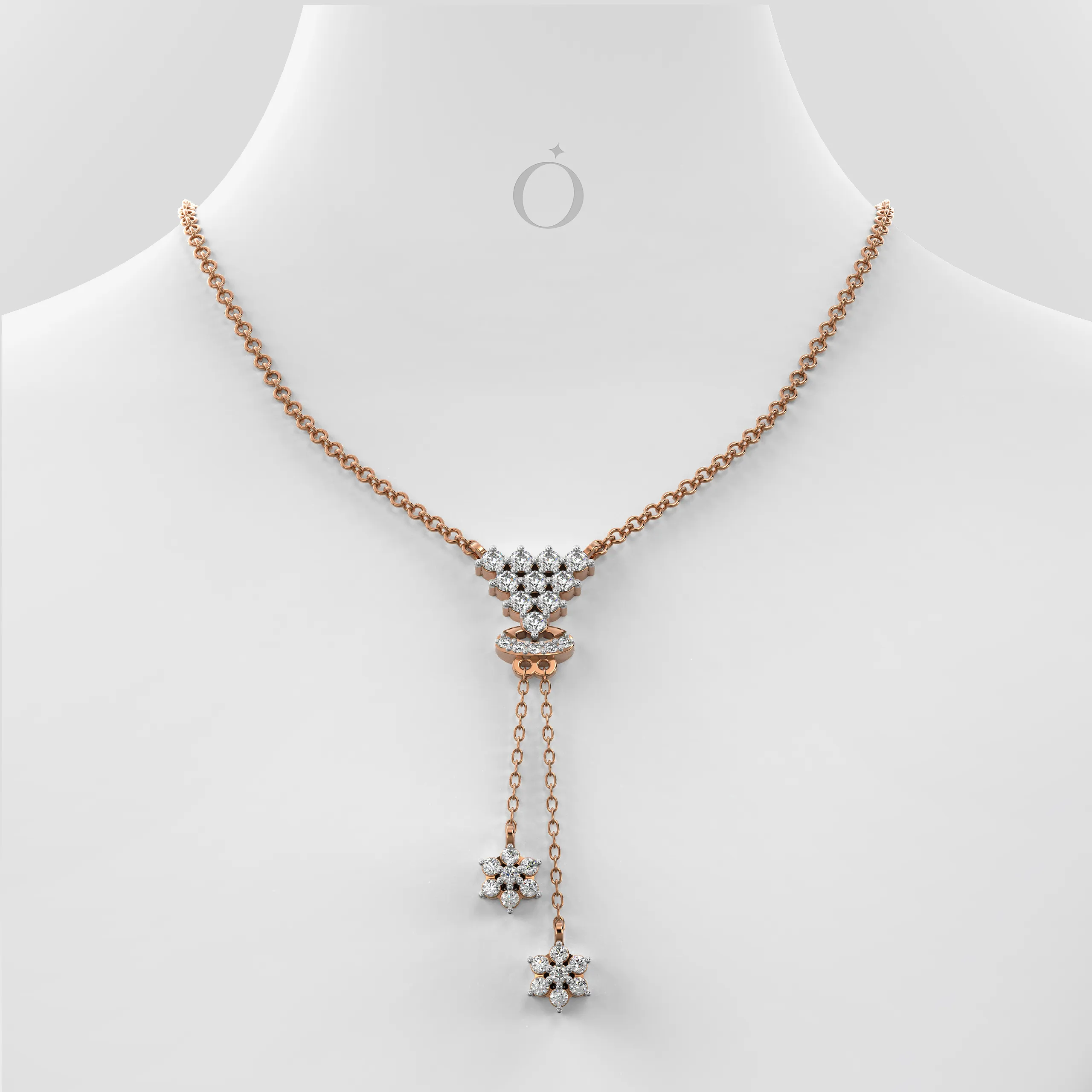 Floral Tassel Diamond Necklace