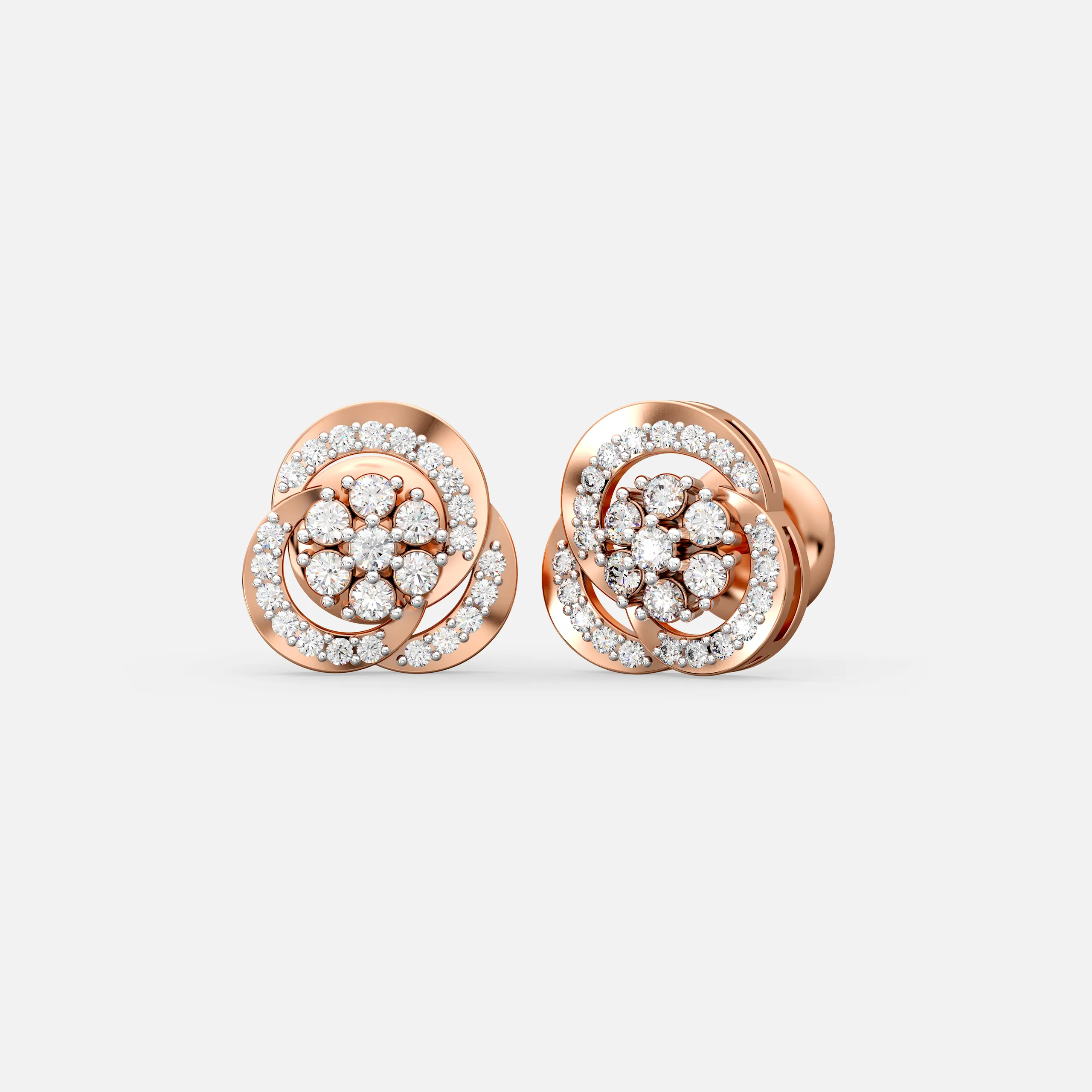 Diamond Floral Swirl Studs