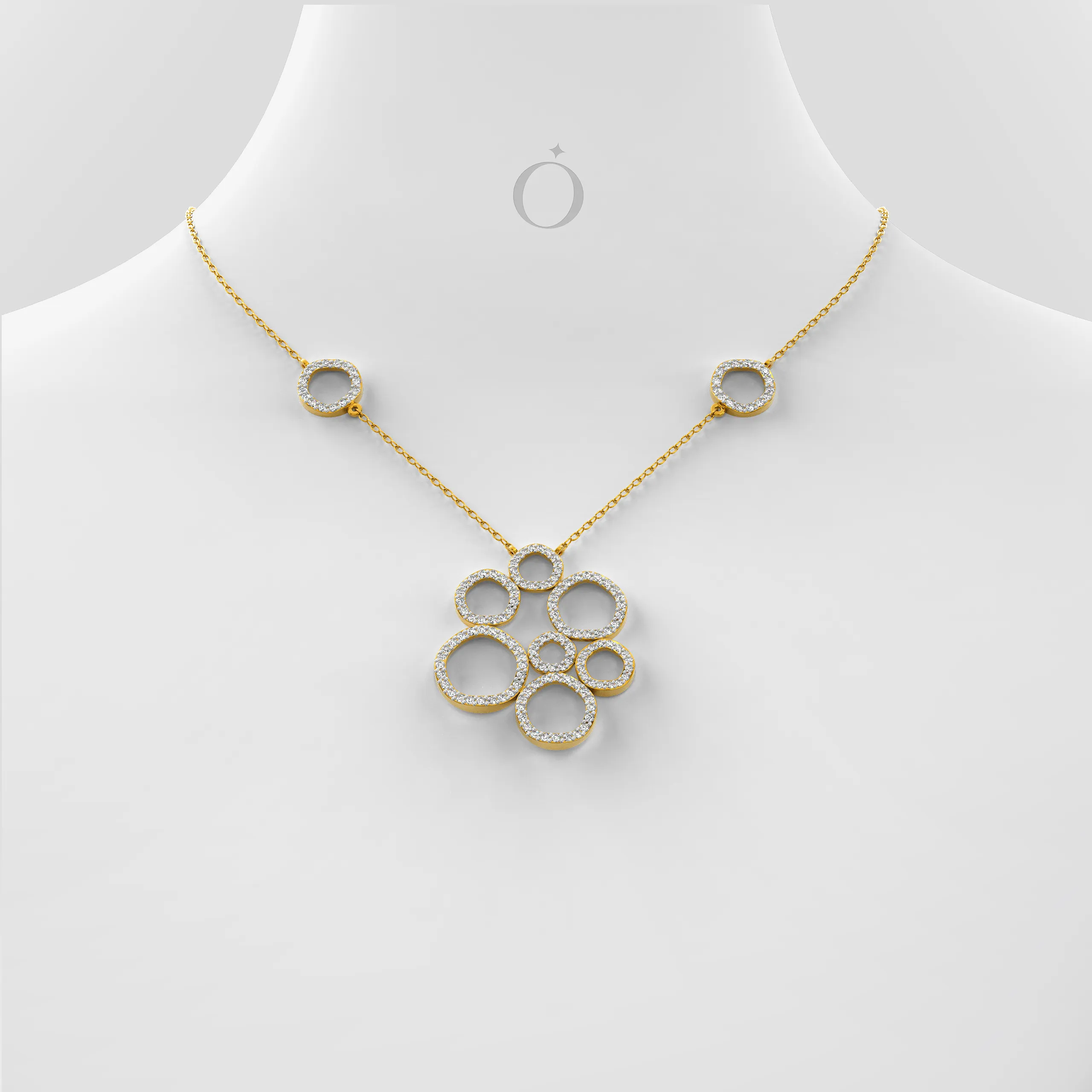 Diamond Bubble Cluster Necklace