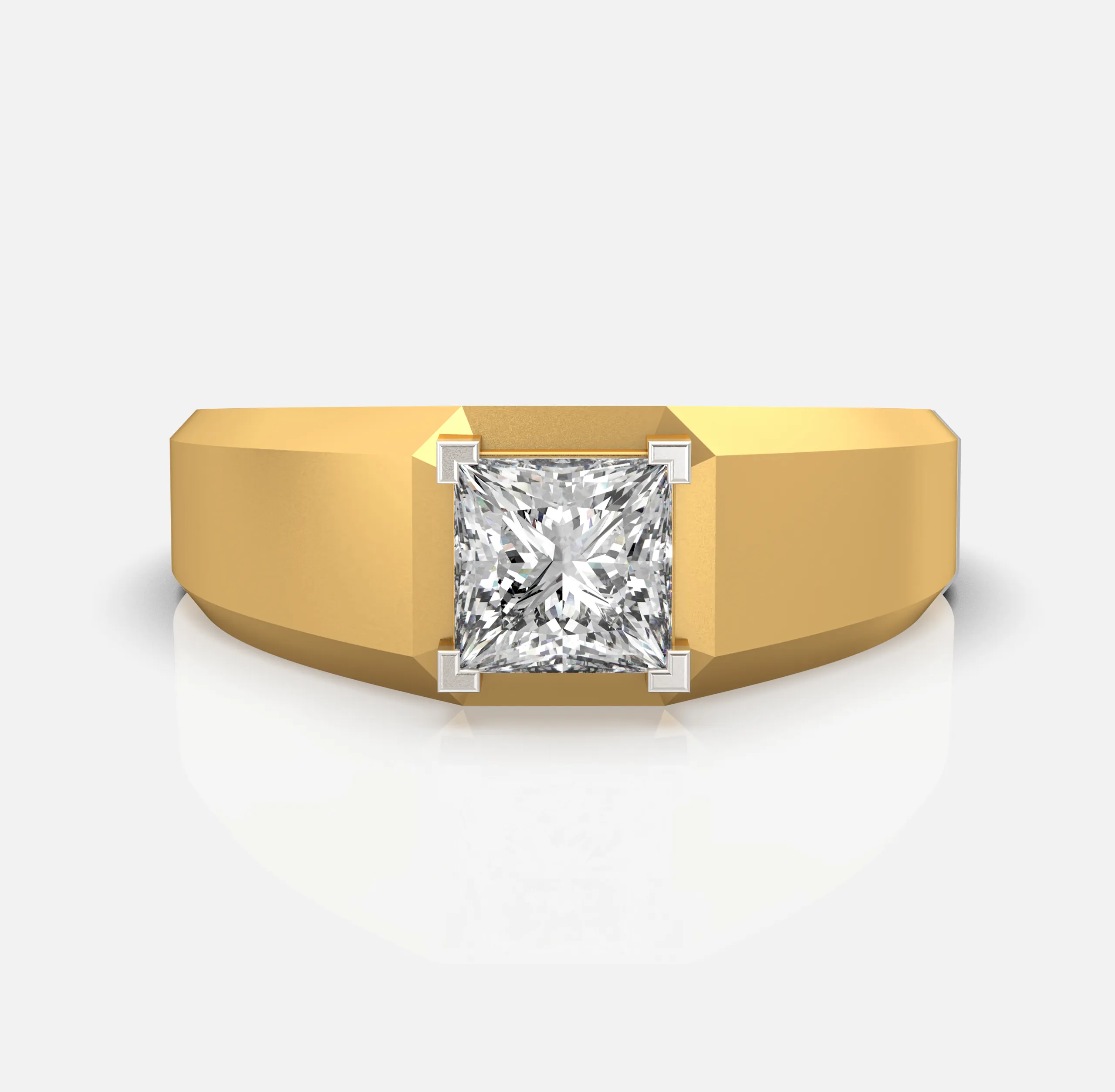 Bold Square Solitaire Men's Ring