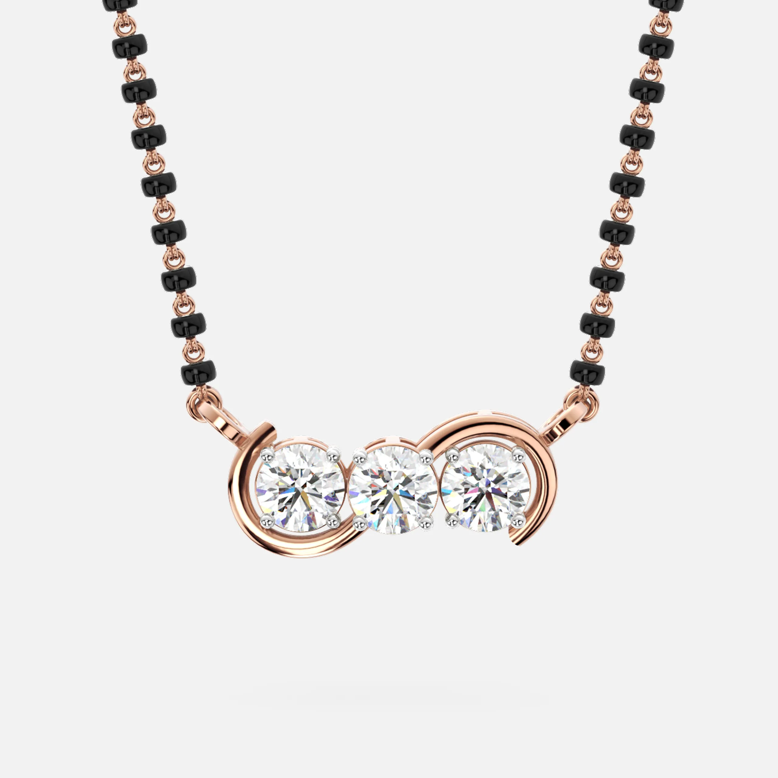 Trio Glimmer Swirl Diamond Mangalsutra