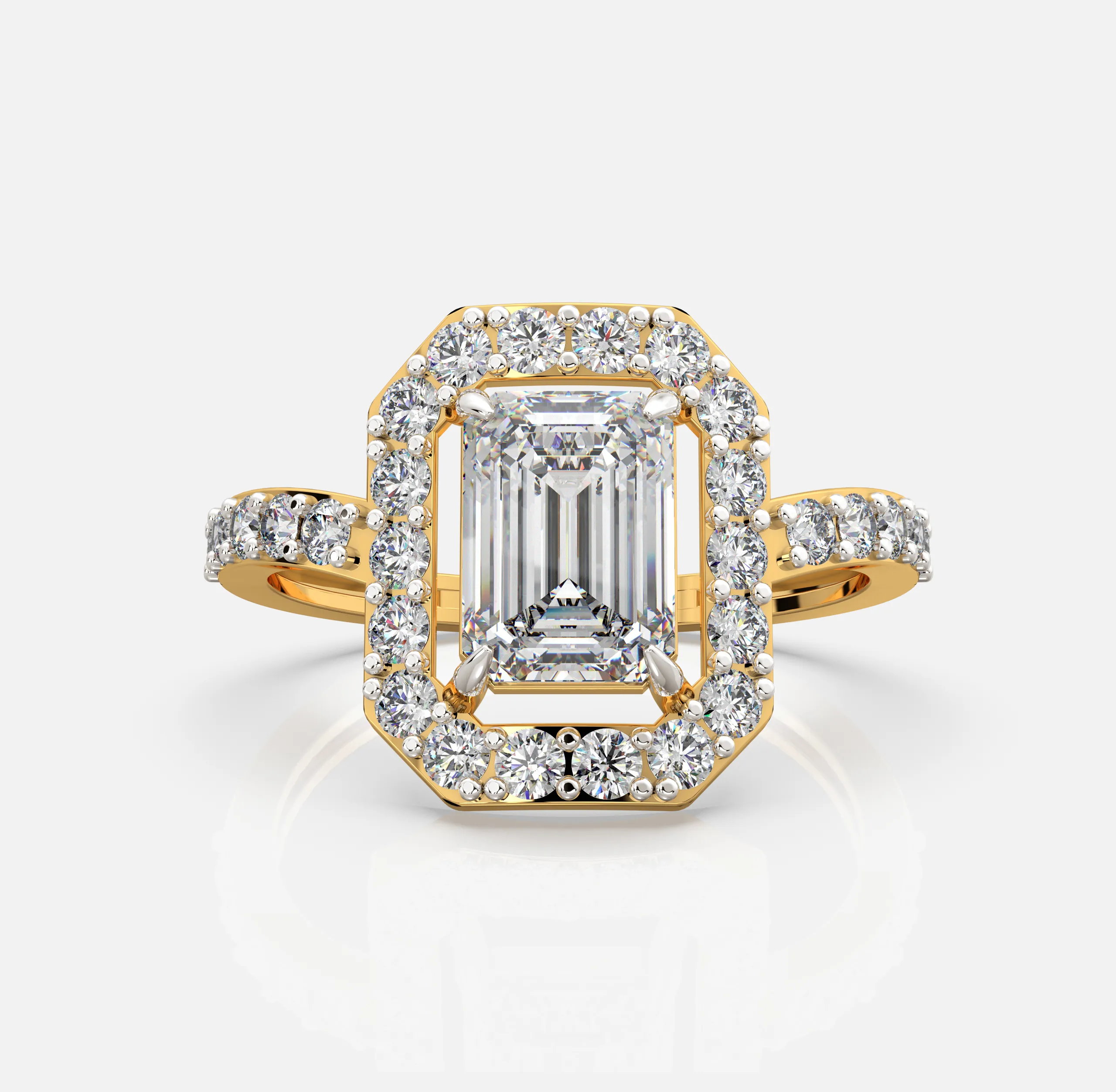 Regal Radiance Emerald Halo Ring