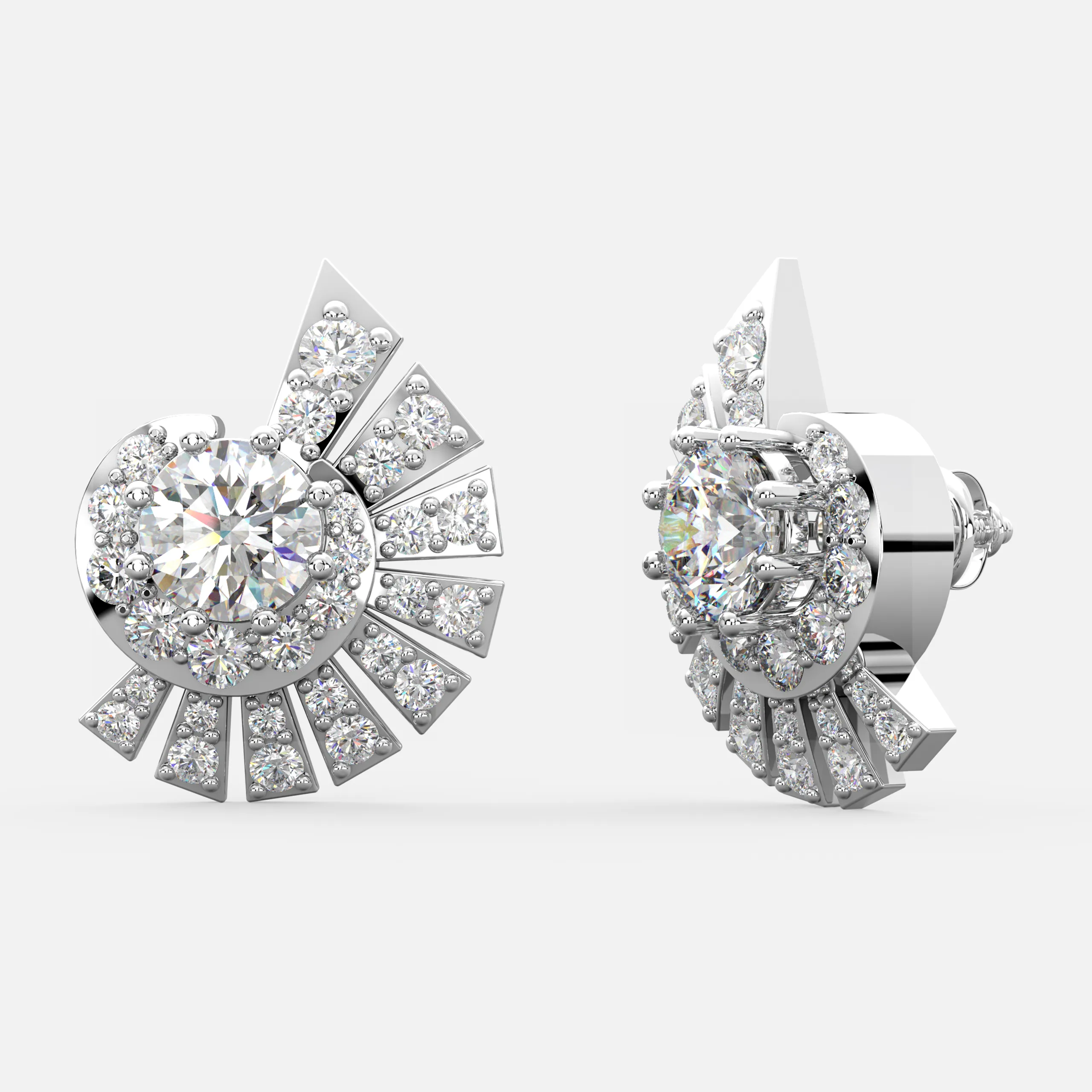 Radiant Fan Diamond Earrings
