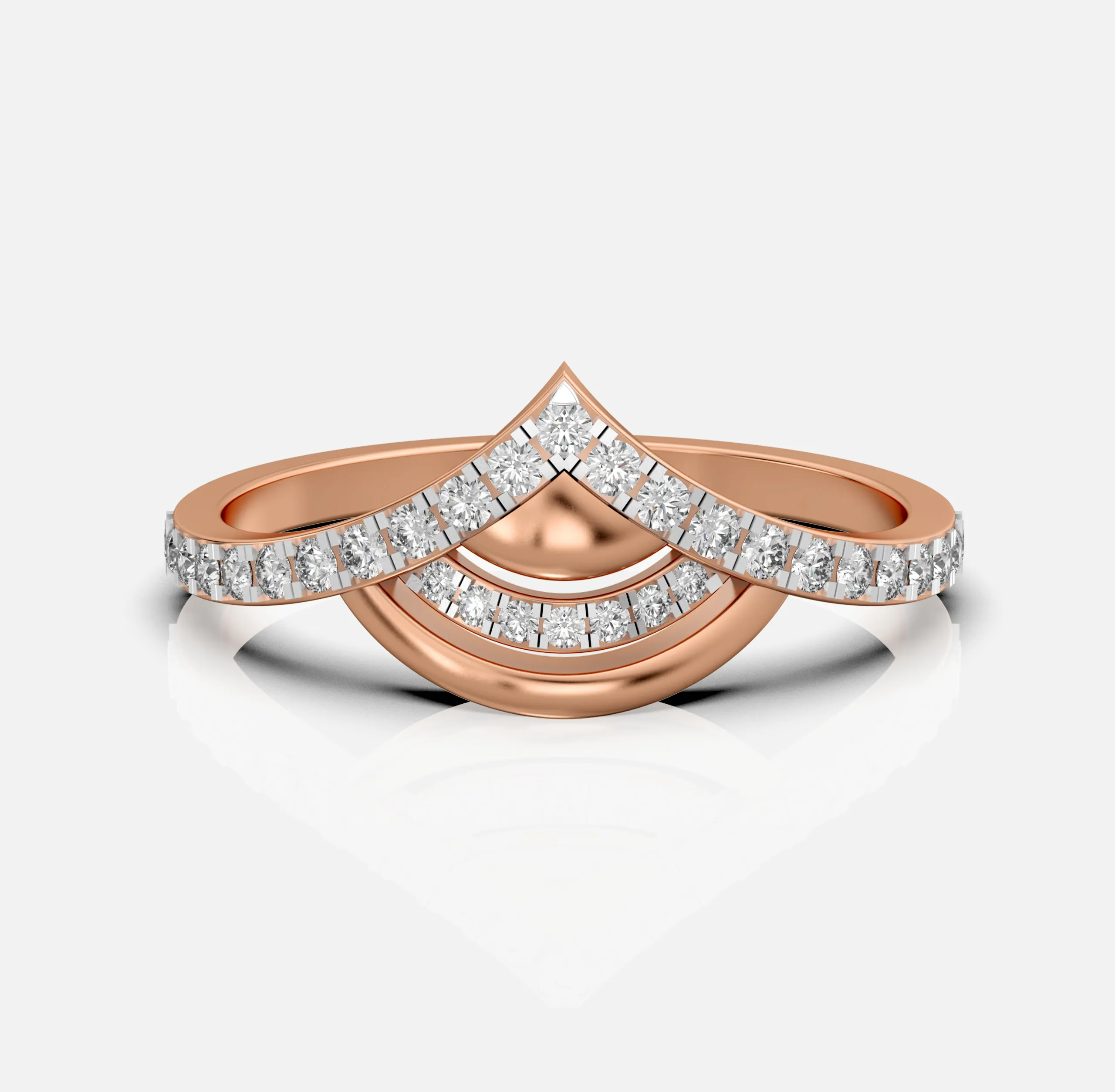 Crescent Crown Diamond Ring
