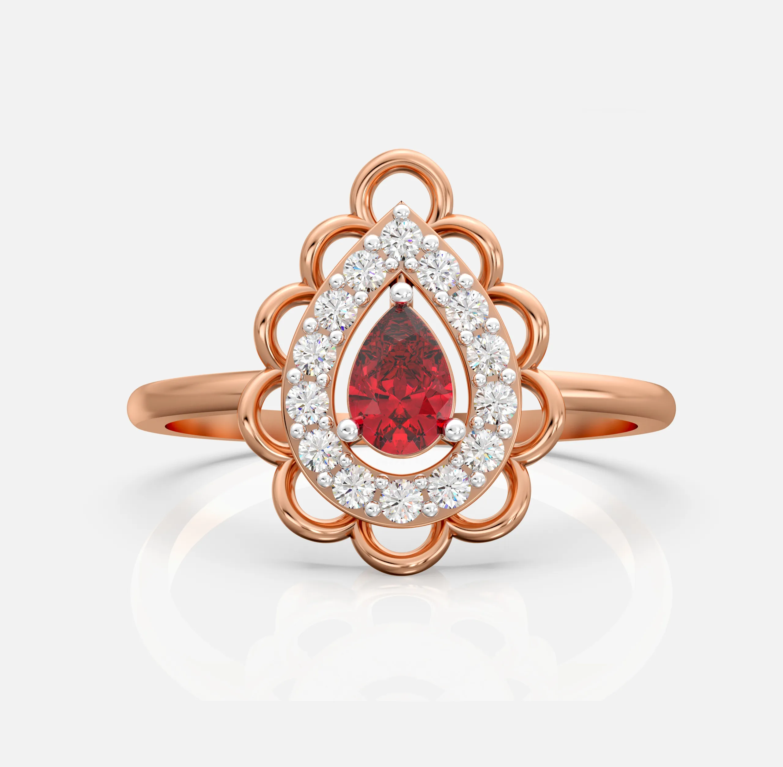Regal Teardrop Halo Ring