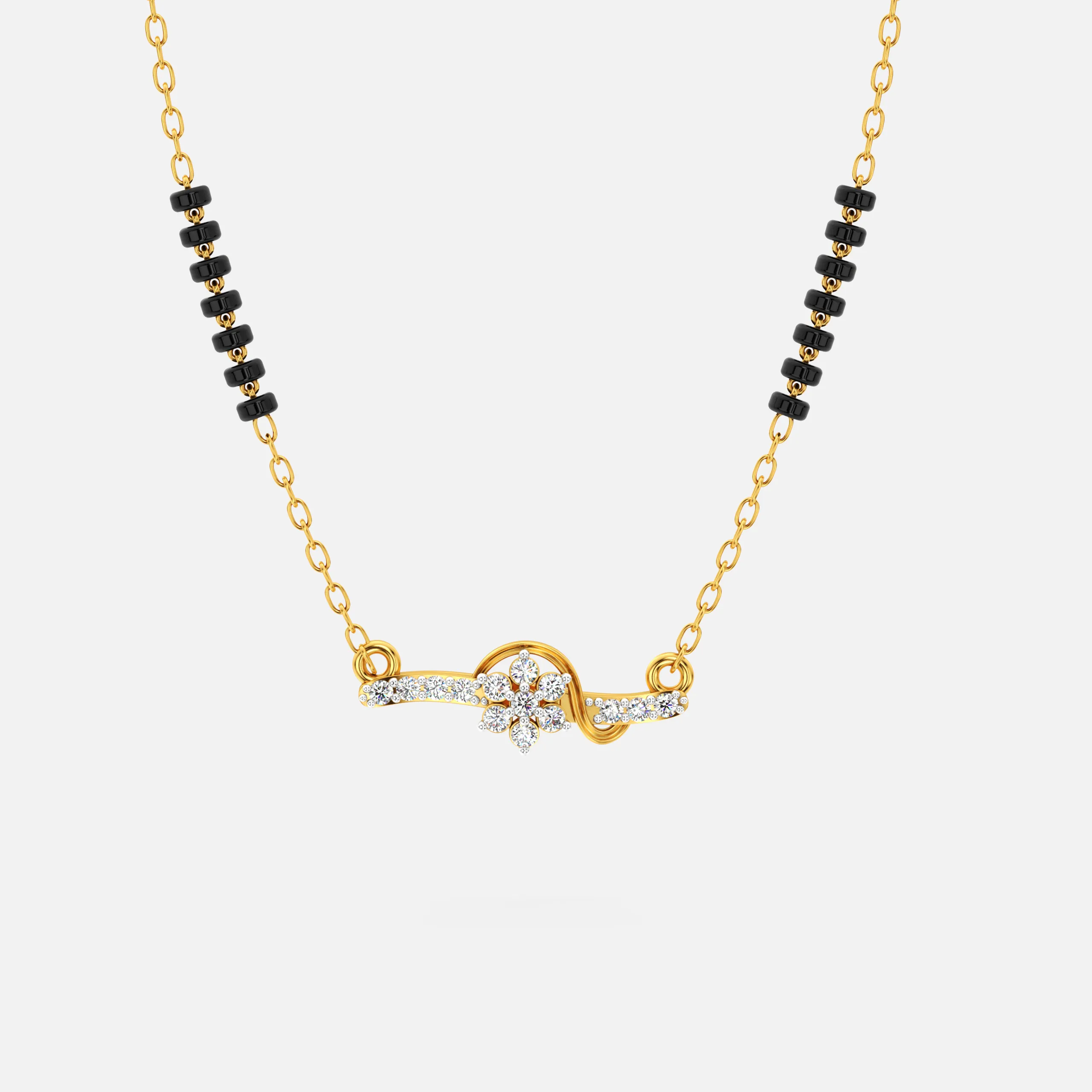 Floral Wave Diamond Mangalsutra