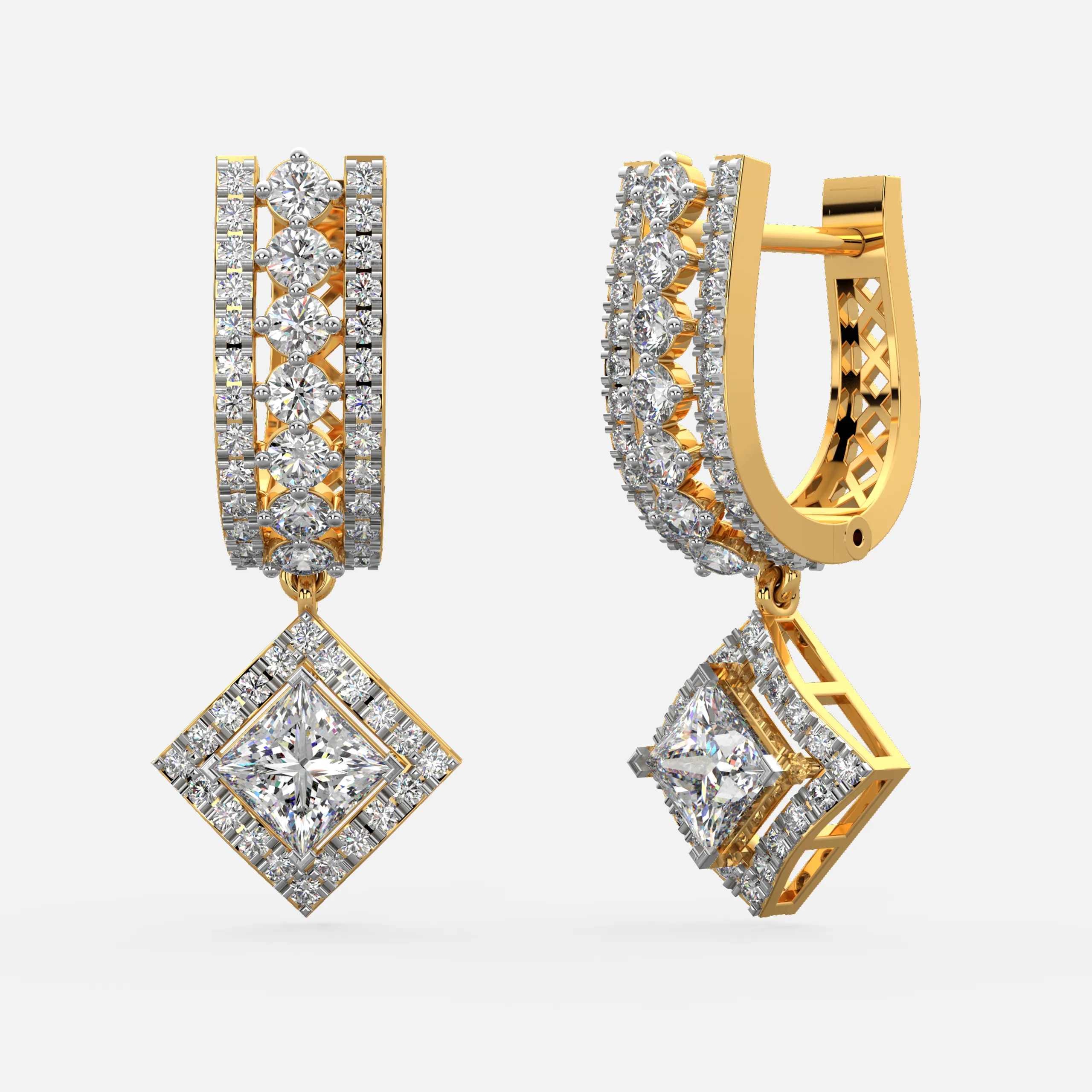 Diamond Square Drop Earrings