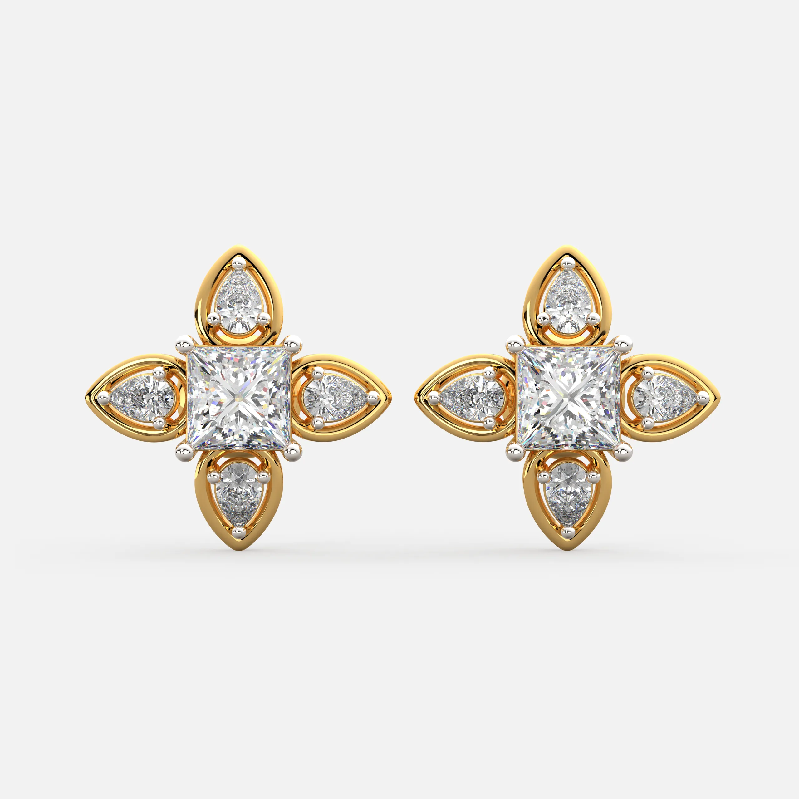 Princess Floral Diamond Studs