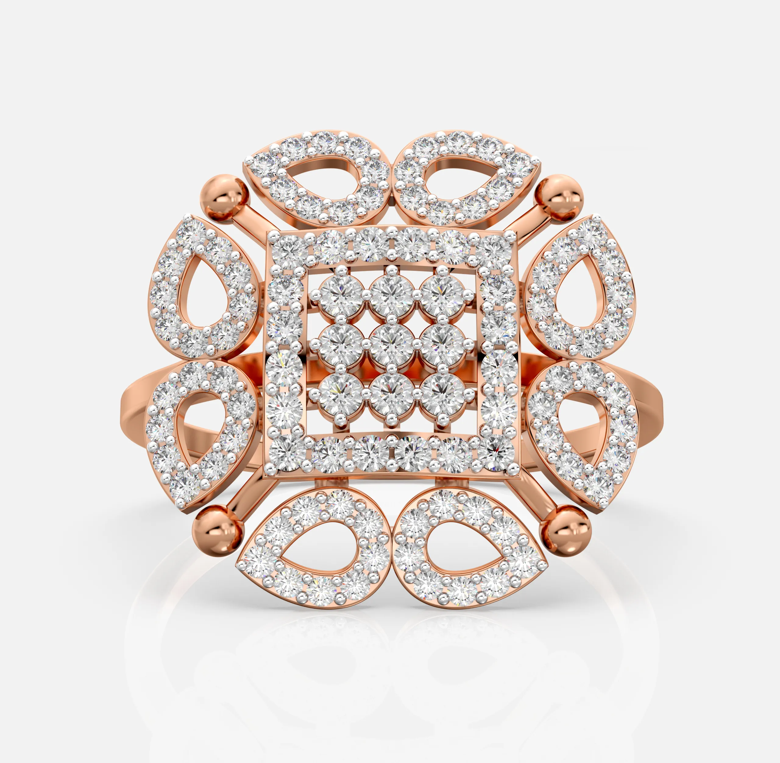 Majestic Floral Square Ring