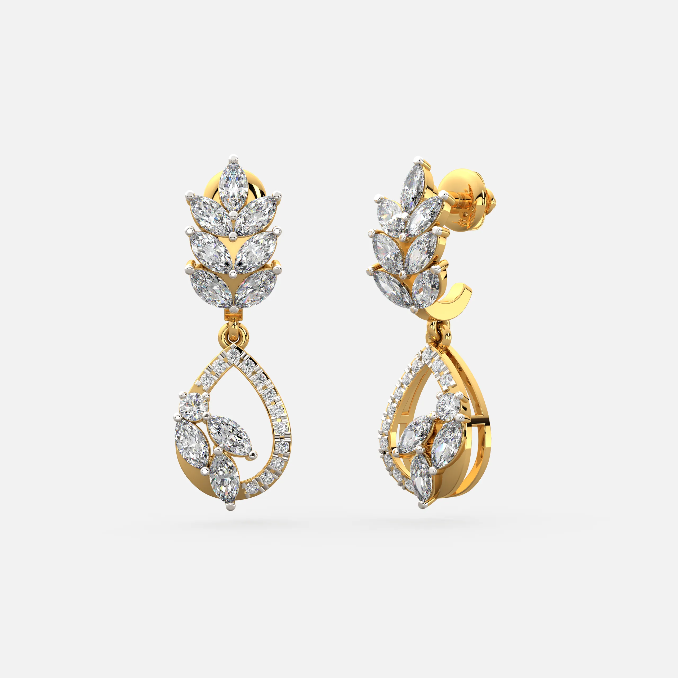 Leaf Drop Diamond Earrings