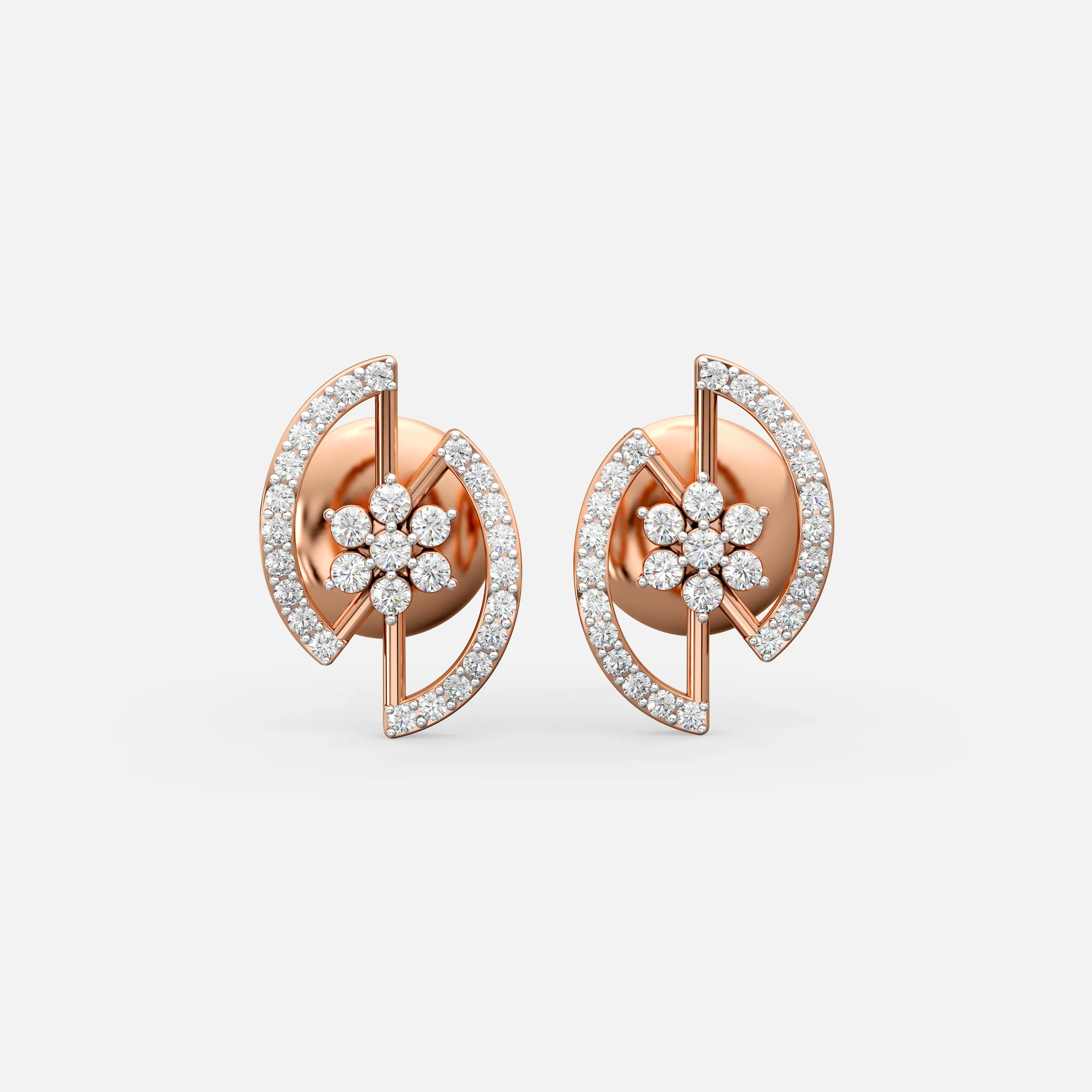 Diamond Petal Arc Studs