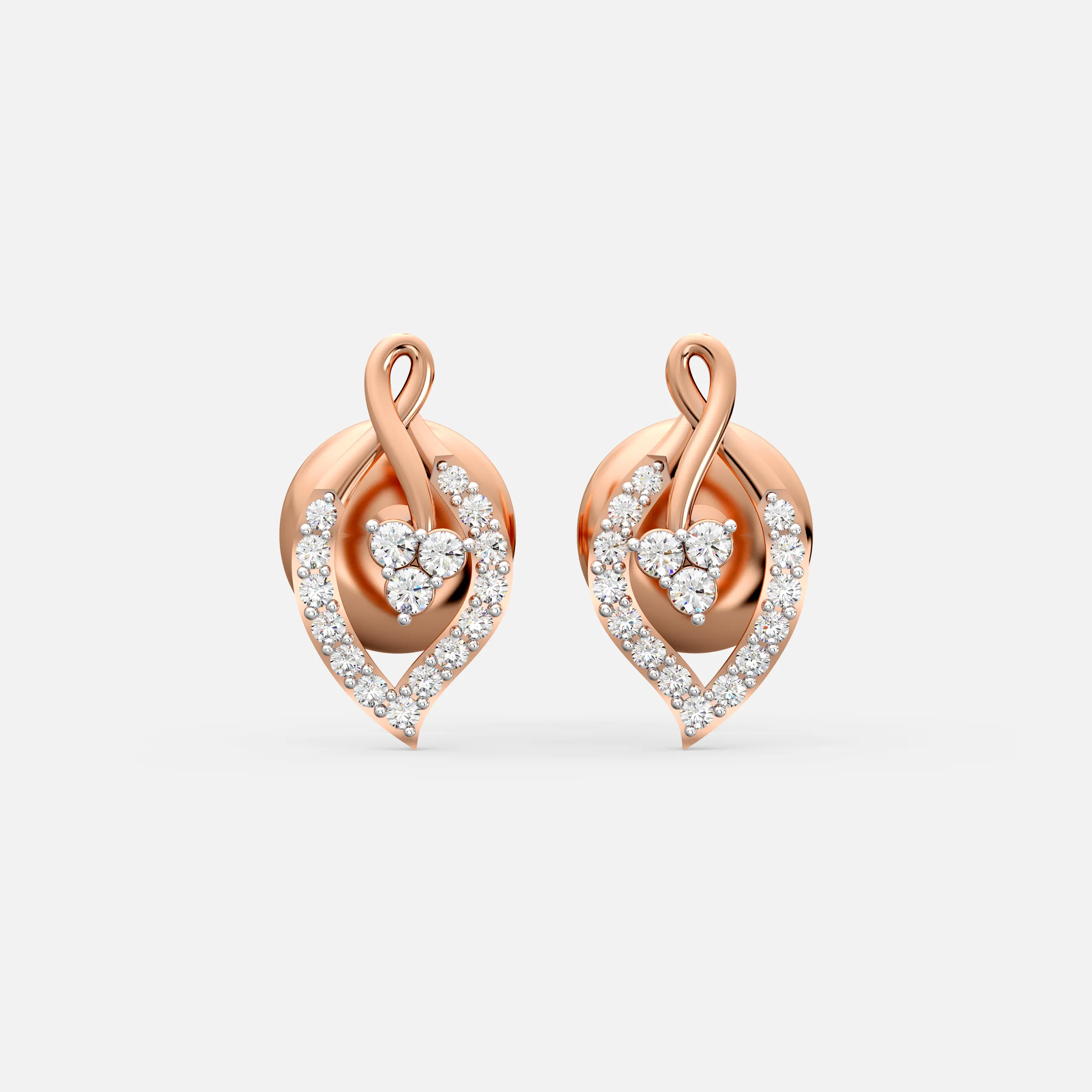 Diamond Leaf Loop Studs