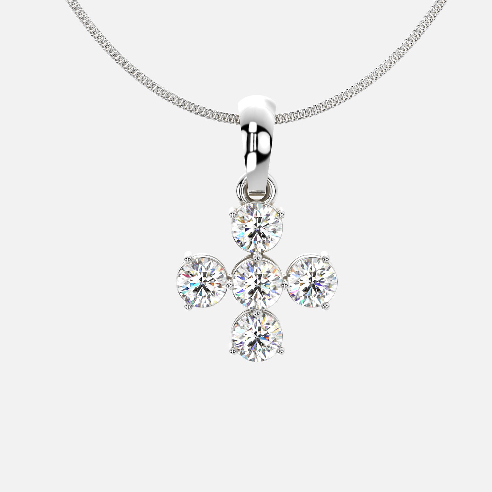 Diamond Floweret Cross Pendant