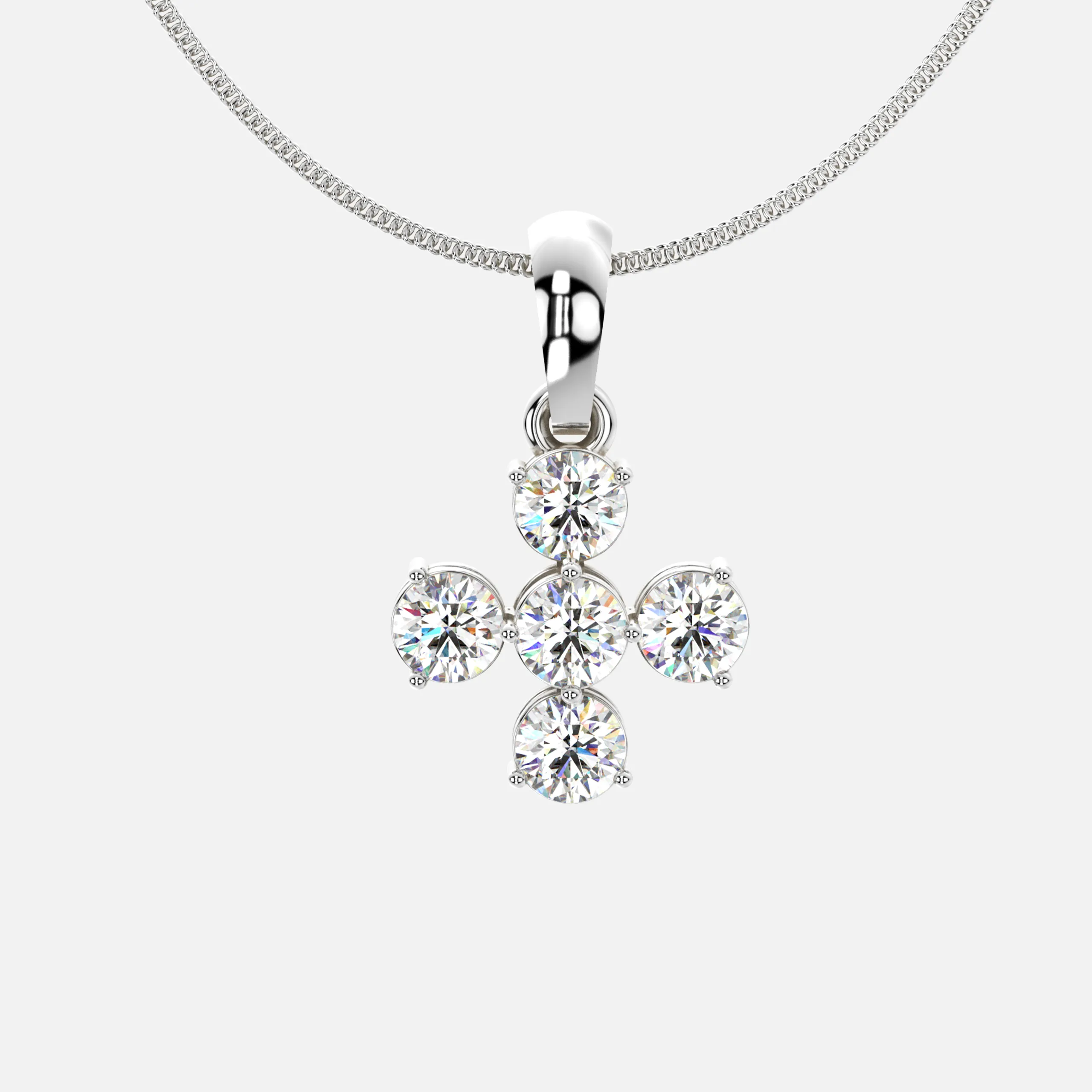 Diamond Floweret Cross Pendant