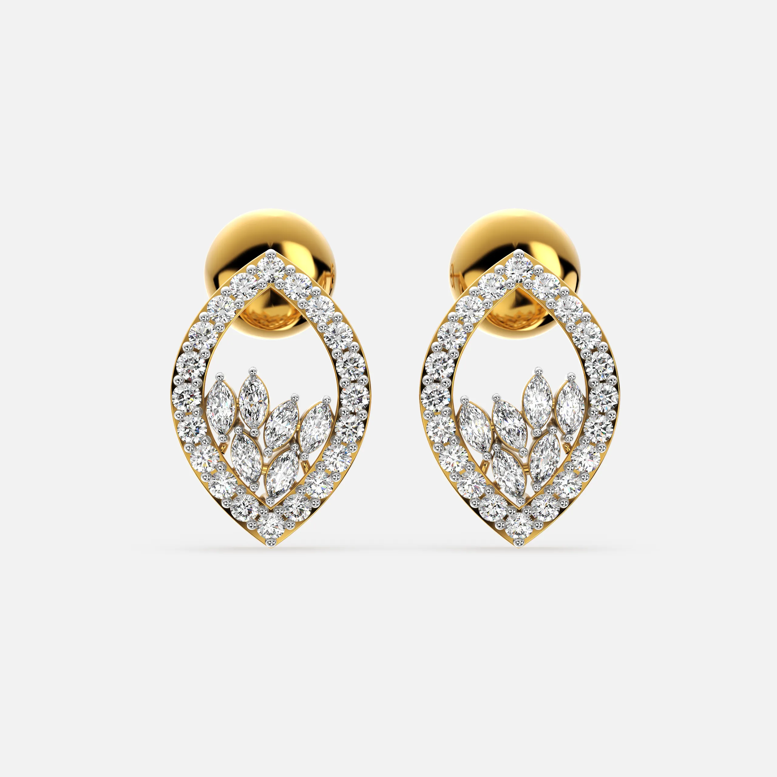 Twinkling Leaf Diamond Earrings