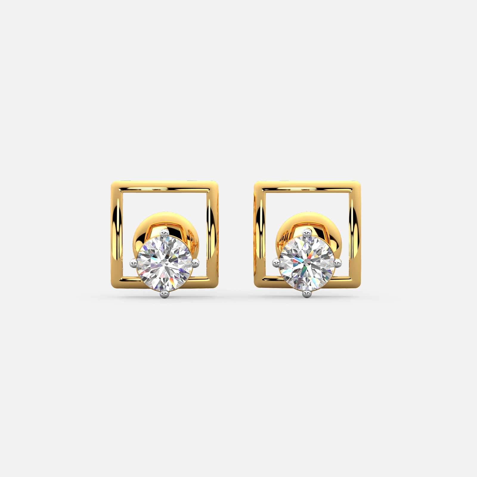 Frame Halo Diamond Stud Earrings