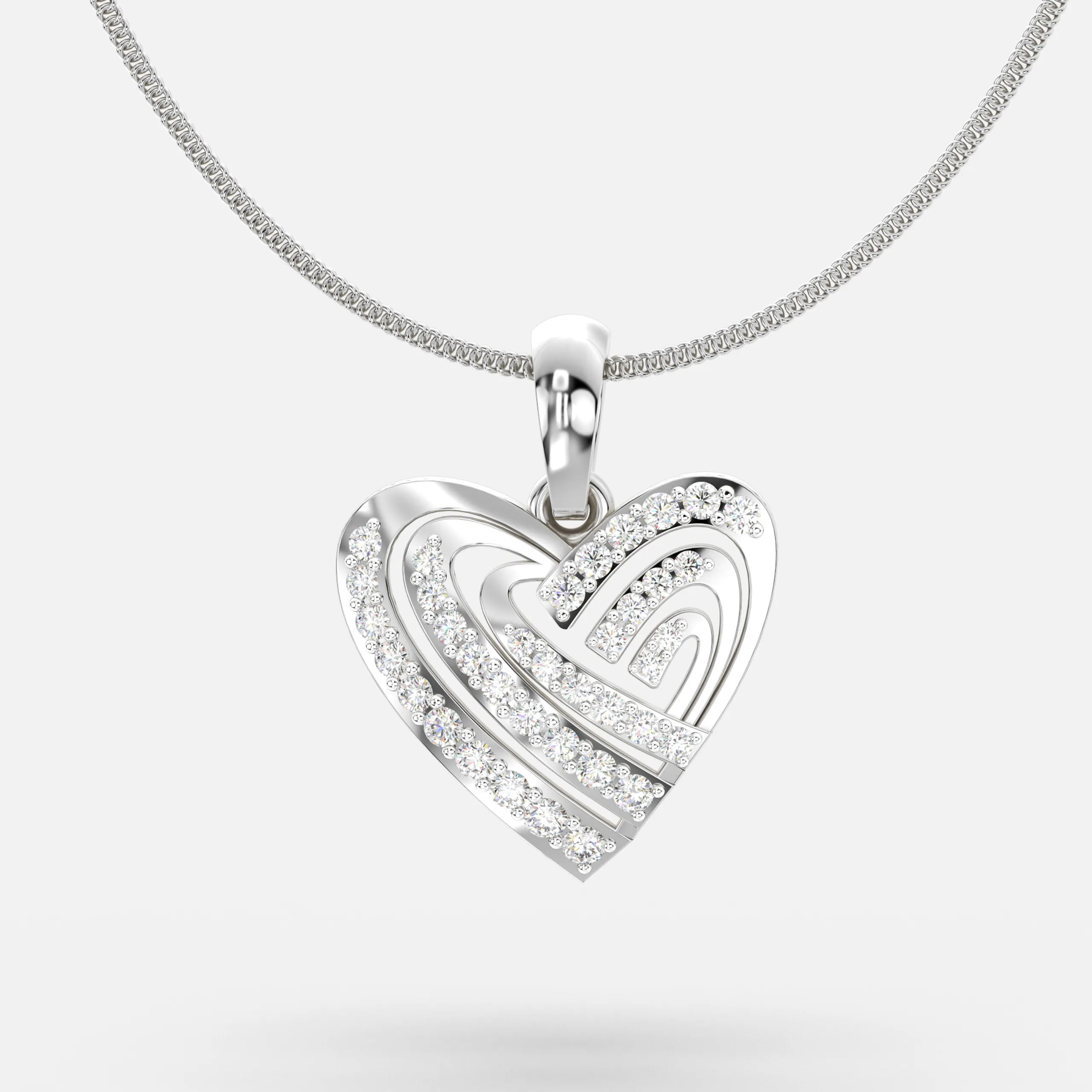 Layered Heart Diamond Pendant